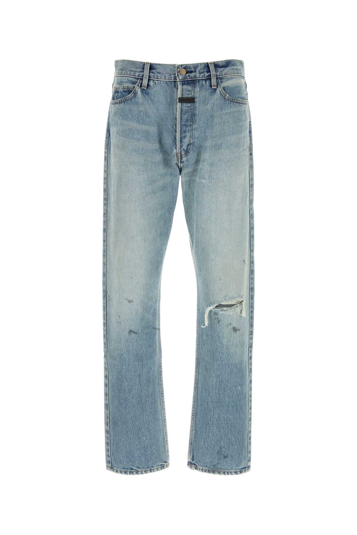 Fear Of God Straight Leg Denim Trousers With Belt Loops In Blue
