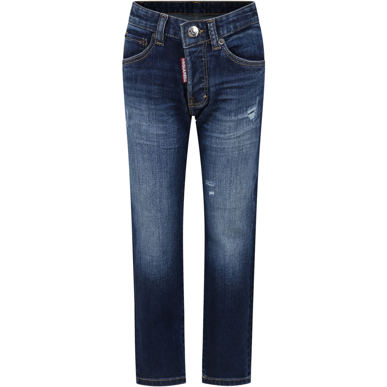 Shop Dsquared2 Blue Jeans For Boy With Logo In Dq01