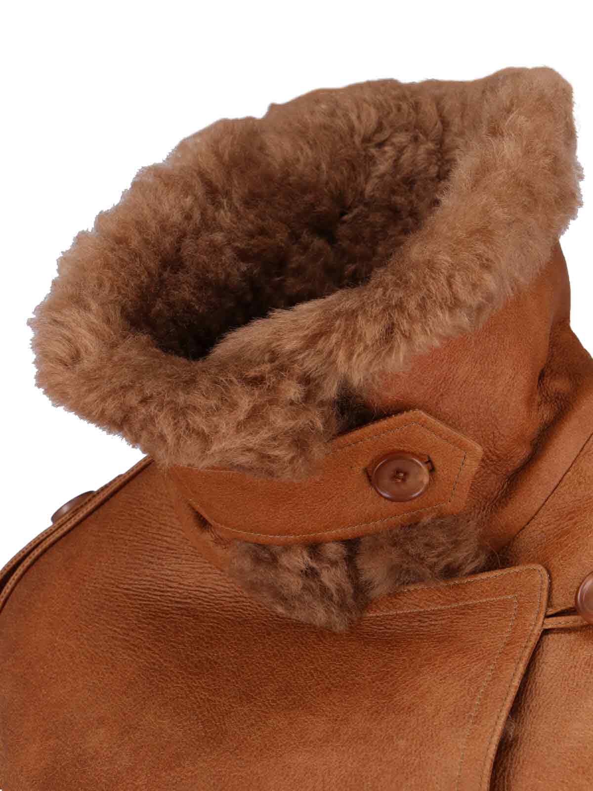 Chloé Cropped Shearling-trimmed Leather Jacket In Brown