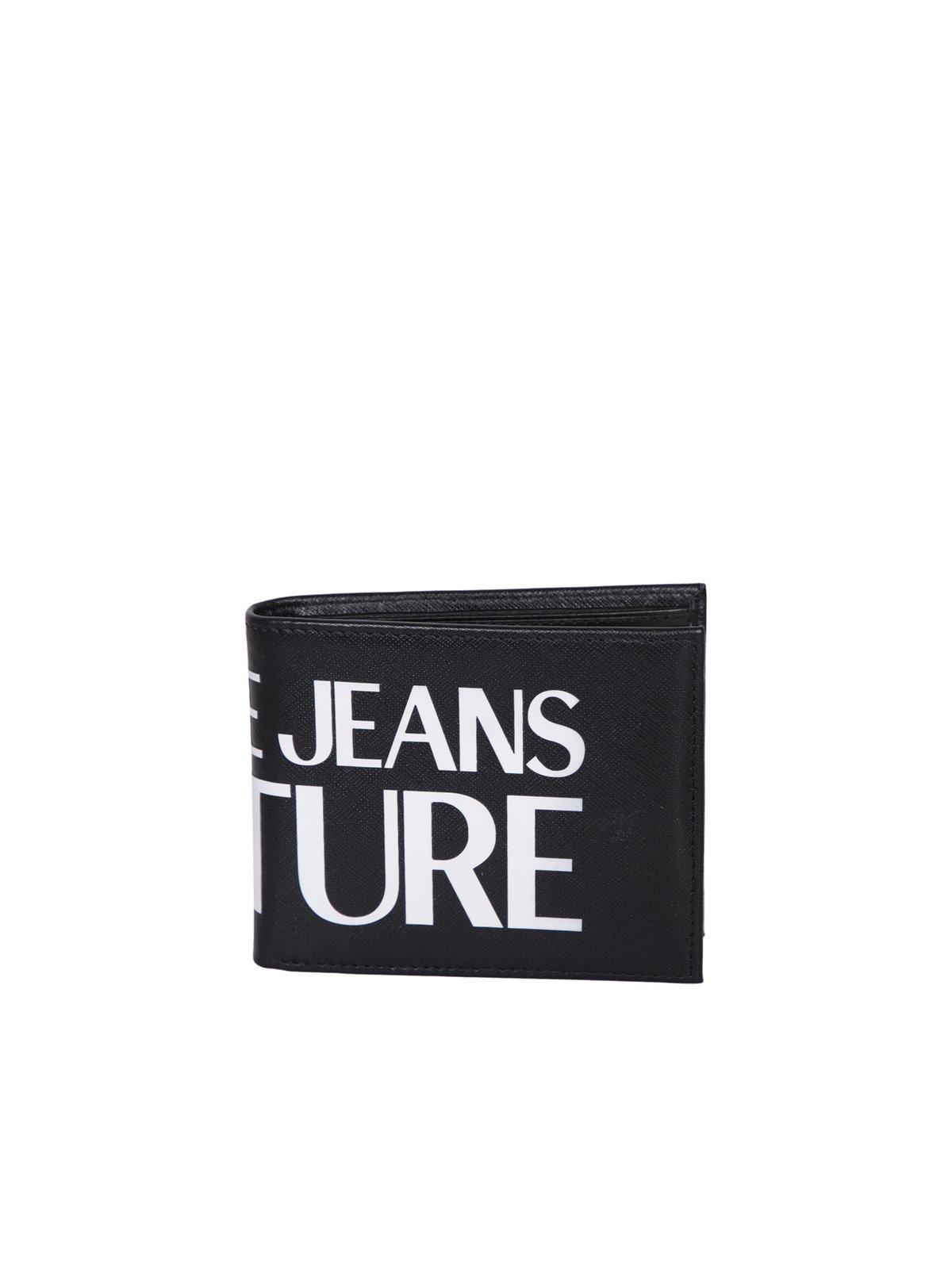 Versace Jeans Couture Logo Printed Bifold Wallet In Black