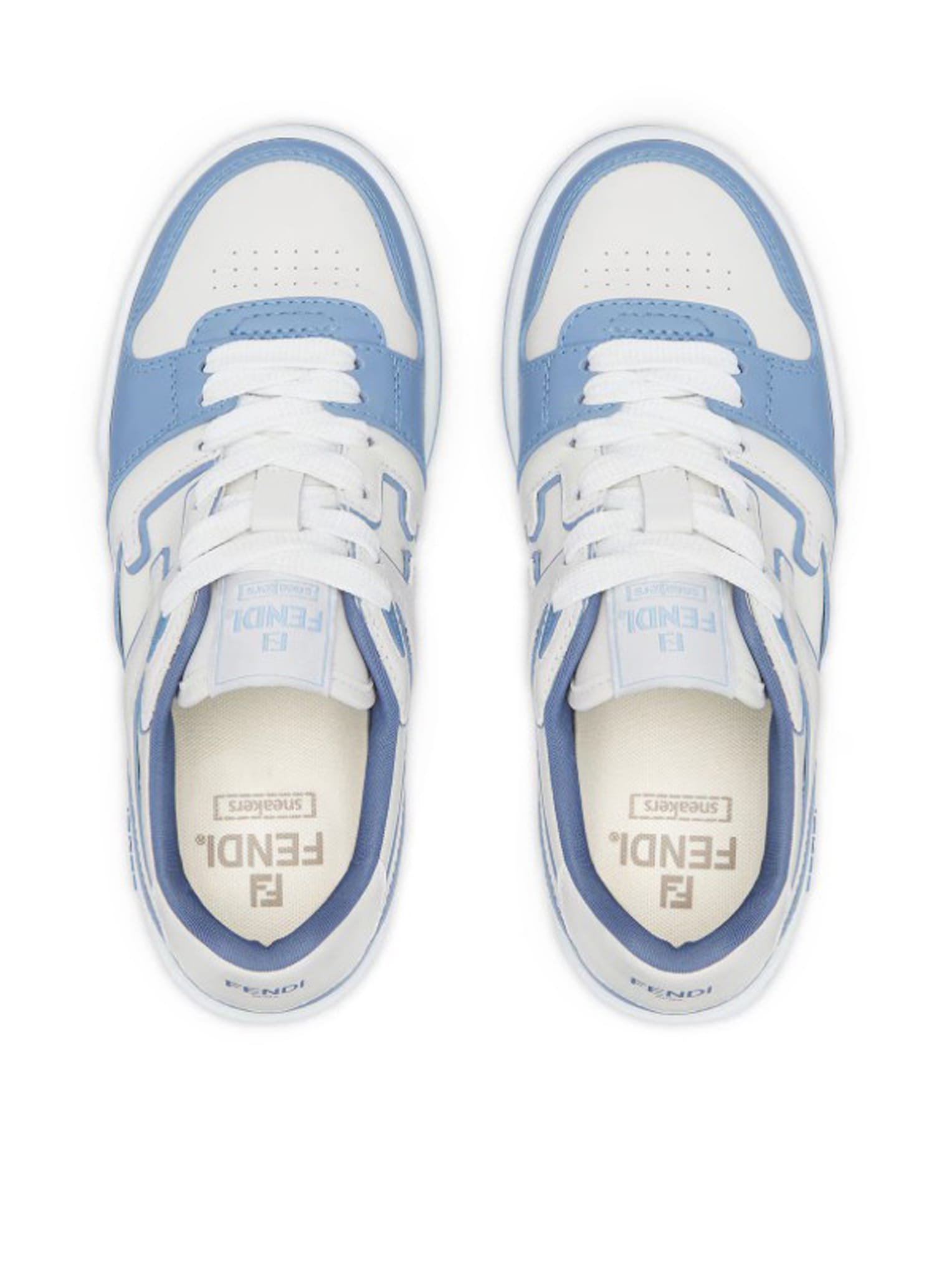 Shop Fendi Low Top Match Mix Vitello+logo In Oie Sky White