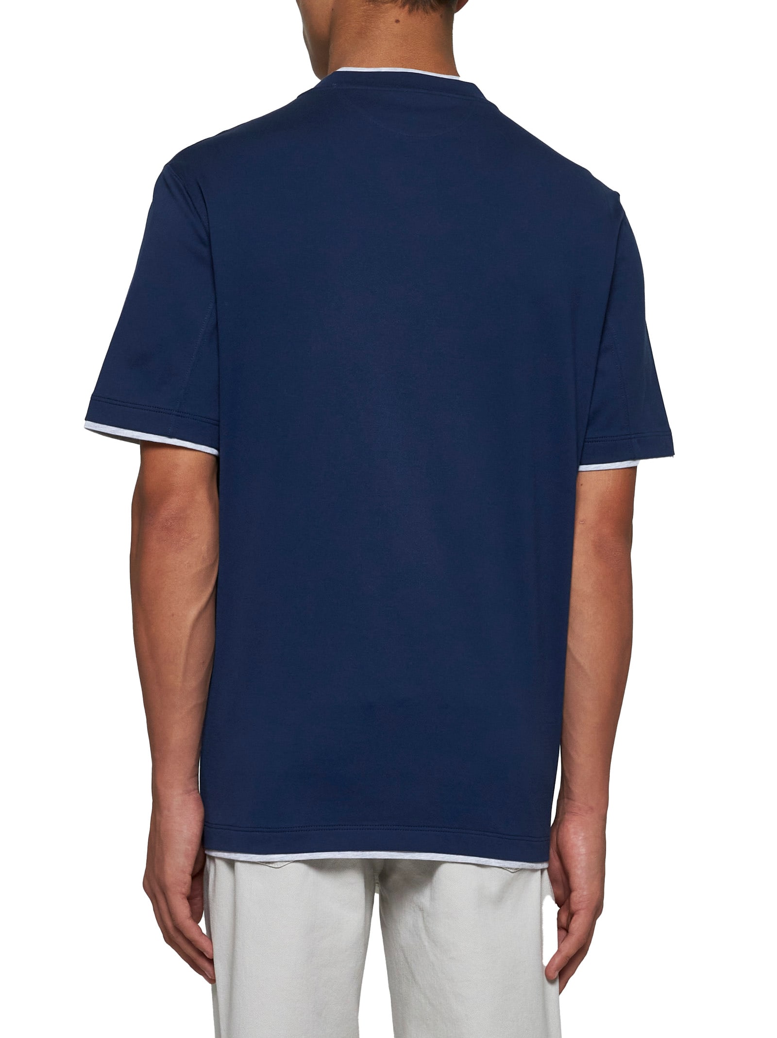 Shop Brunello Cucinelli T-shirt In Indigo+grigio Chiaro