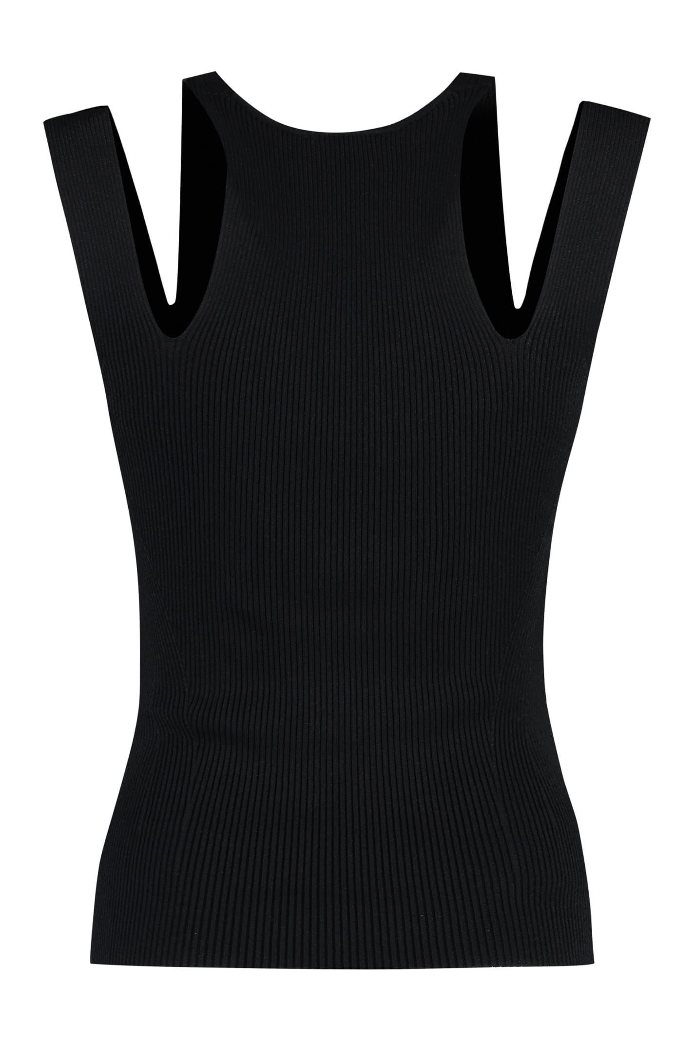 Shop Alexander Mcqueen Ribbed Knit Top In Black