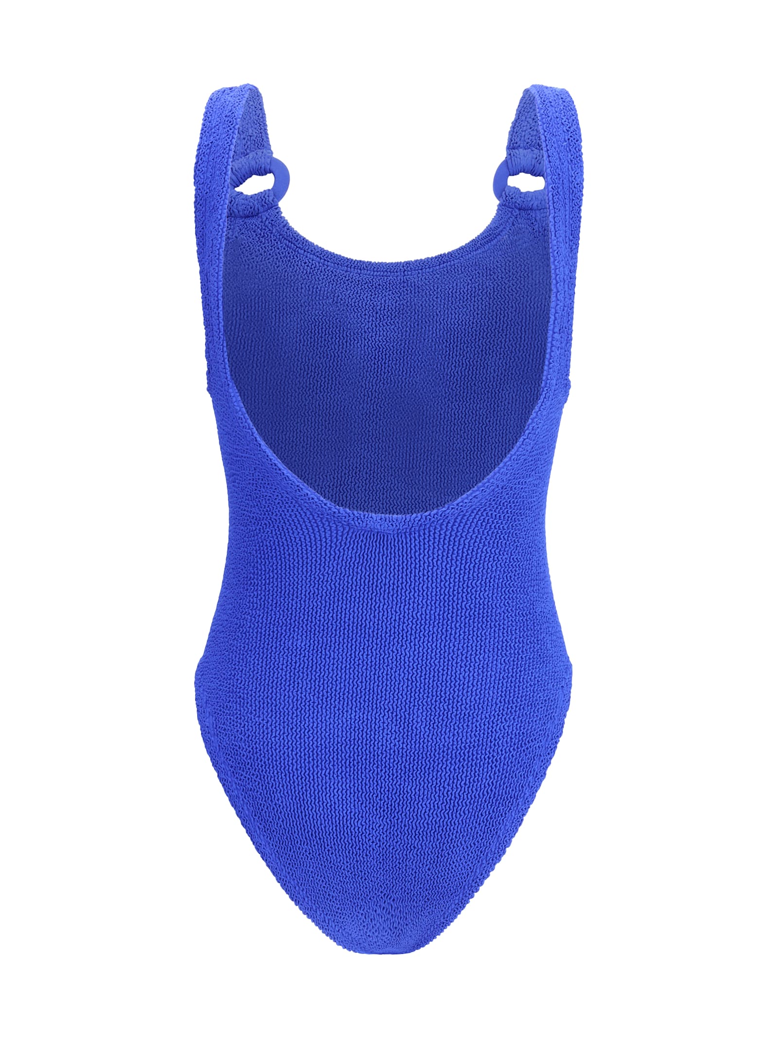 Hunza G Cut-out Sculpting Swimsuit Textured Fabric In Blue