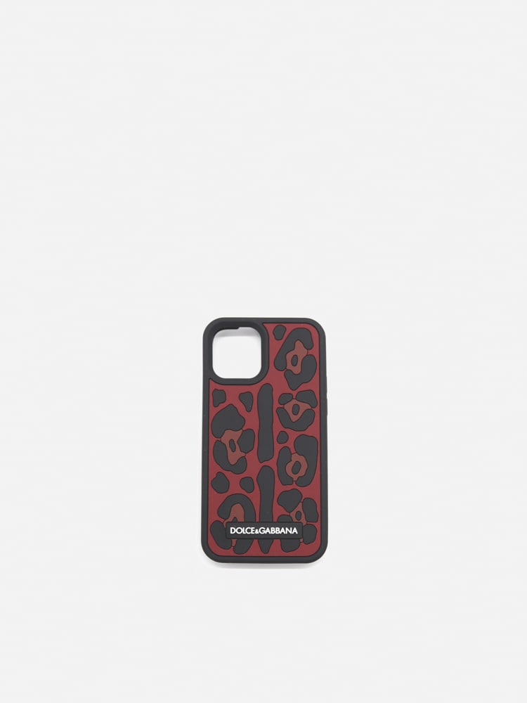 Dolce & Gabbana I Phone Cover With Leopard Print In Leo Fdo Red