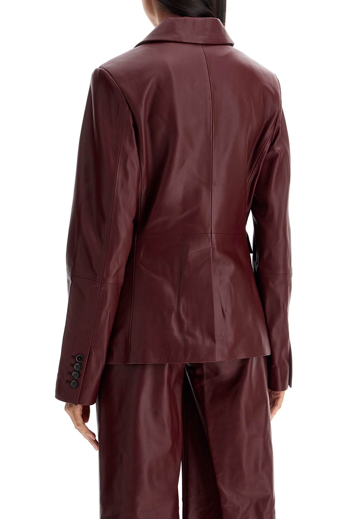 Shop Loulou Studio Aldo Leather Blazer In Burgundy (red)