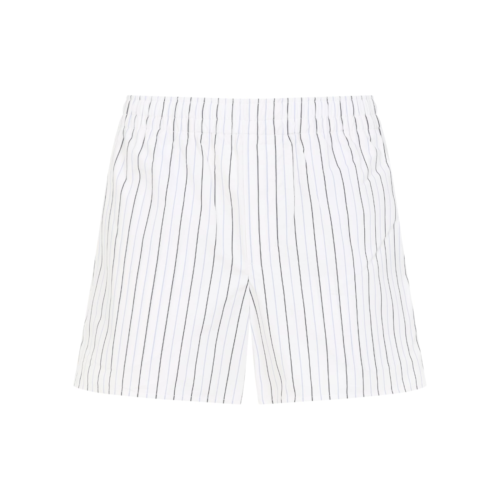 Shop Ami Alexandre Mattiussi Elasticated Cotton Bermuda In Off White Blue Note Navy