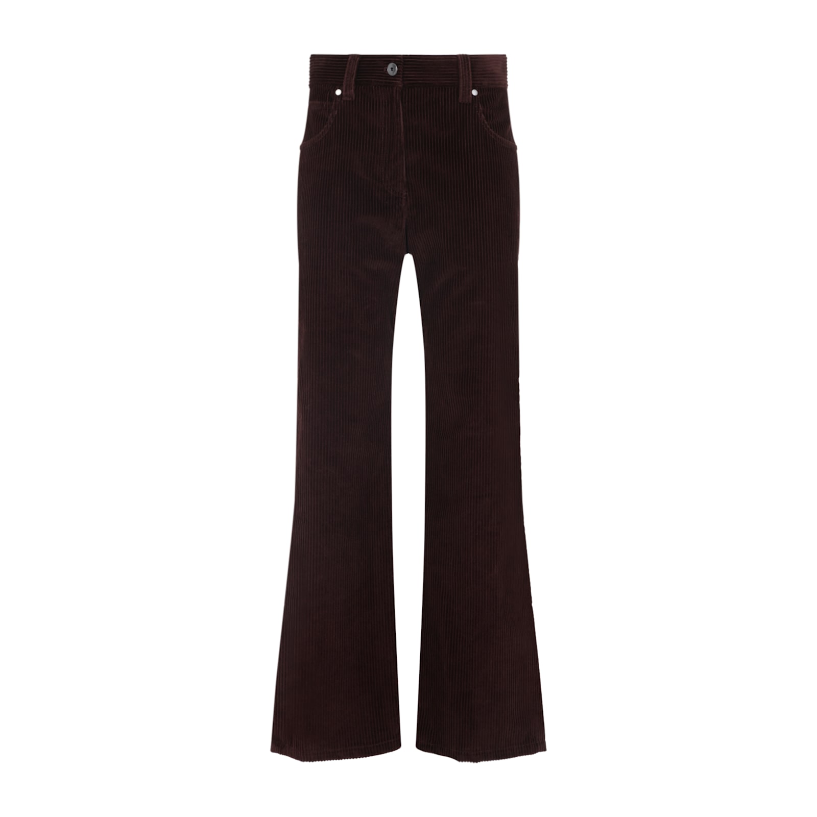Brunello Cucinelli Corduroy Flared Trousers Belt Loops In Burgundy