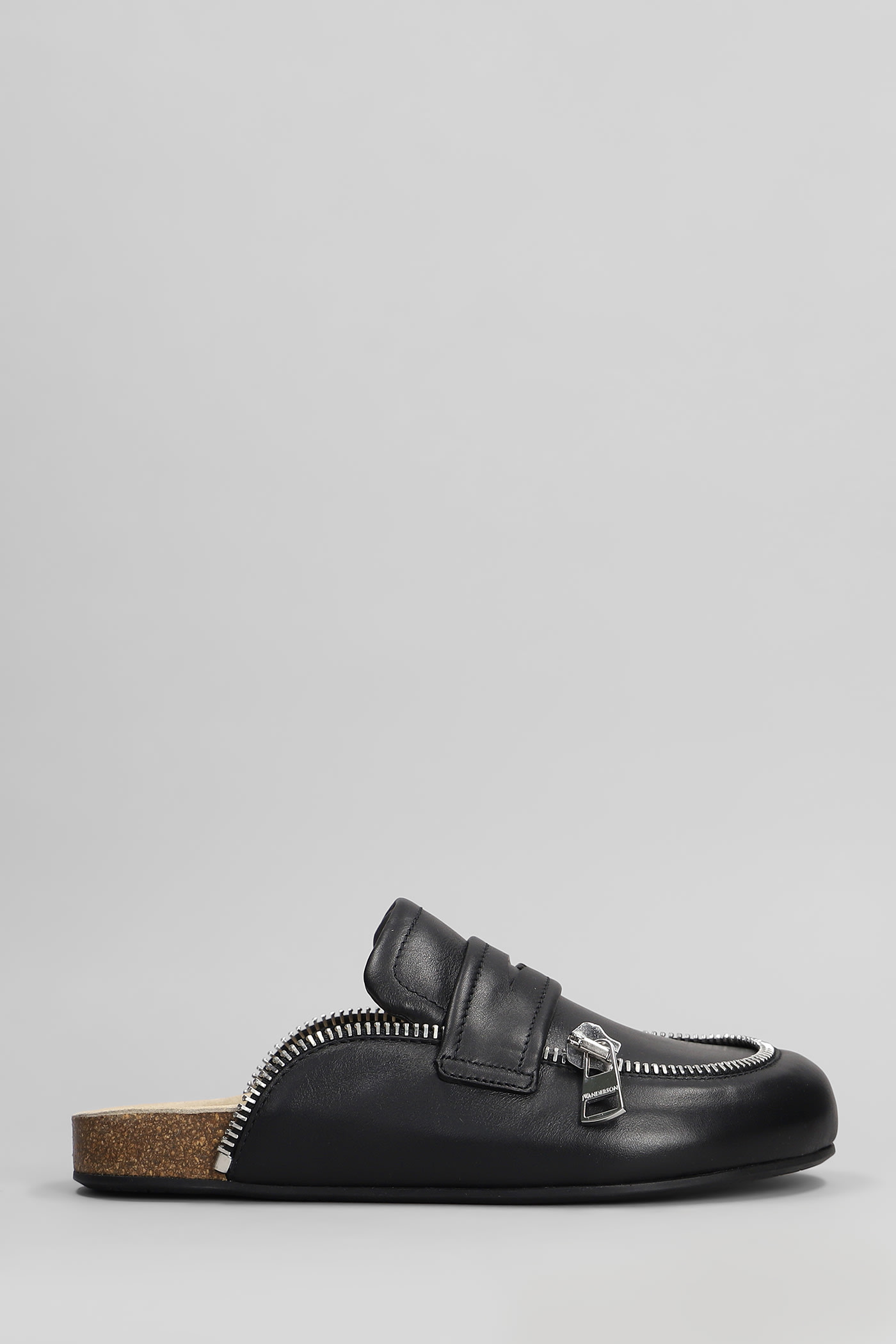 Jw Anderson Biker Loafer Slipper-mule In Black Leather In Black