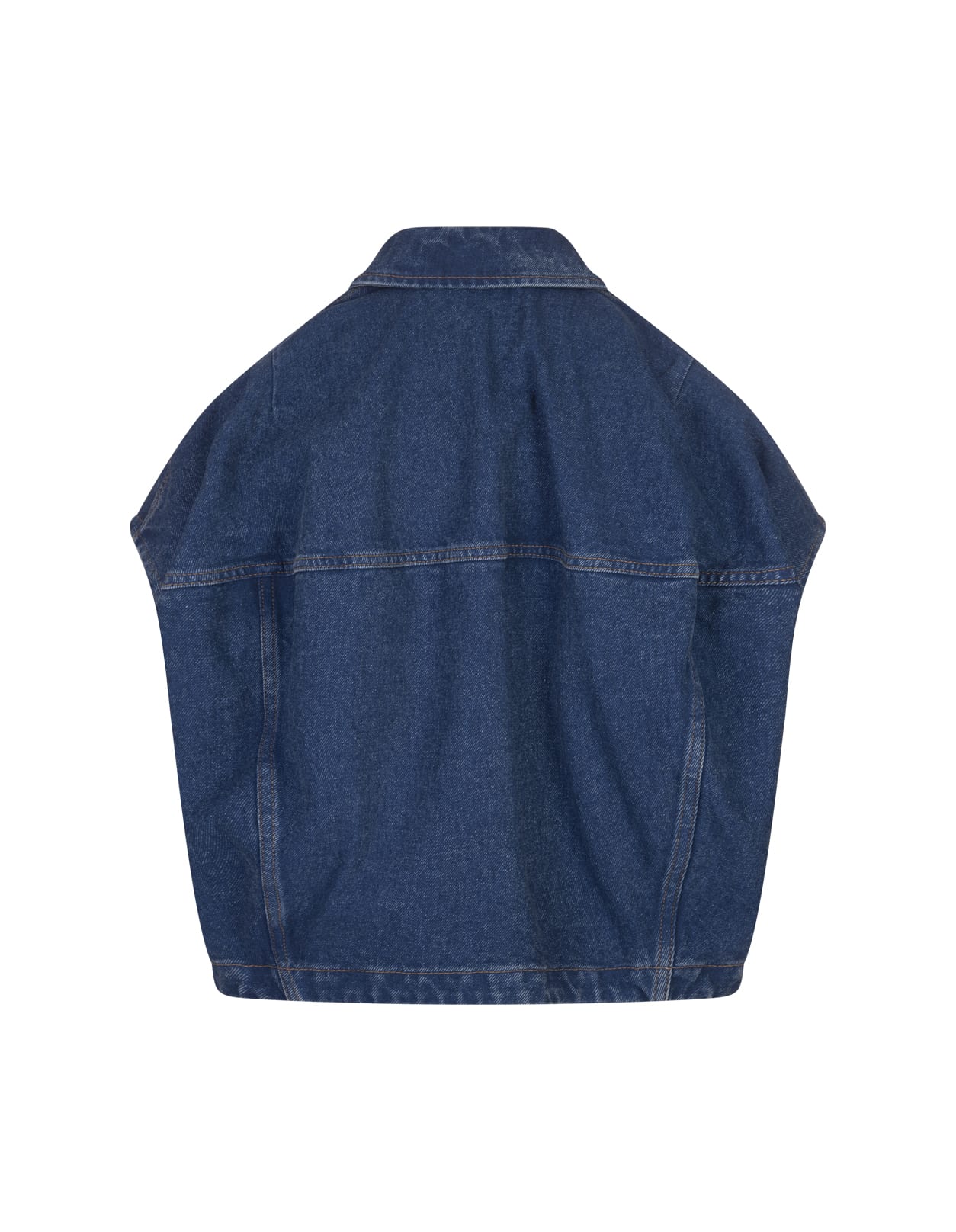 Shop Marni Denim Sleeveless Jacket With  Mending Patch In Blue