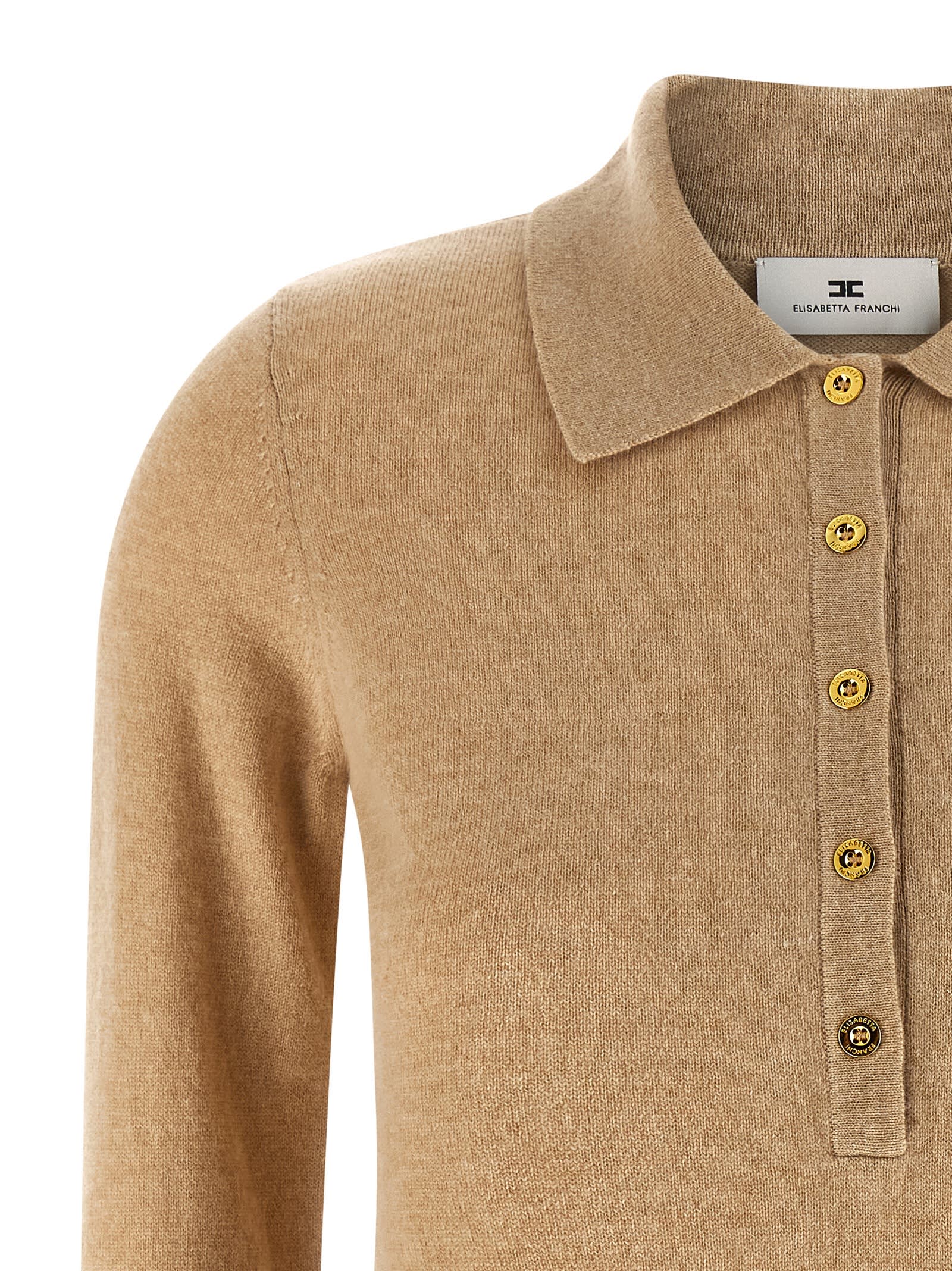 Elisabetta Franchi Cashmere Sweater Sweaters And Cardigans Beige In Nude