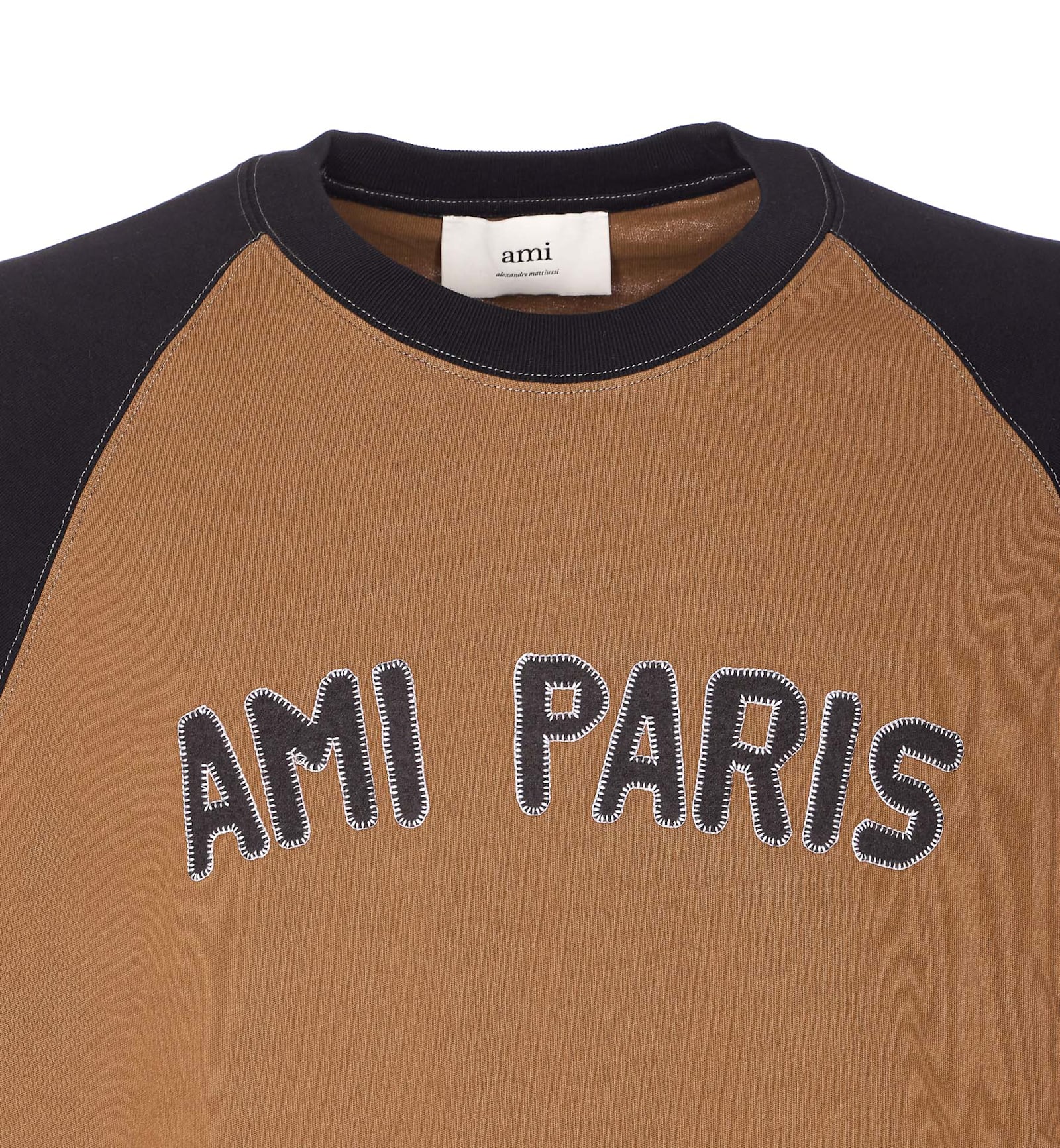 Ami Alexandre Mattiussi Ami Paris Men Cotton Colorblock T-shirt In Brown