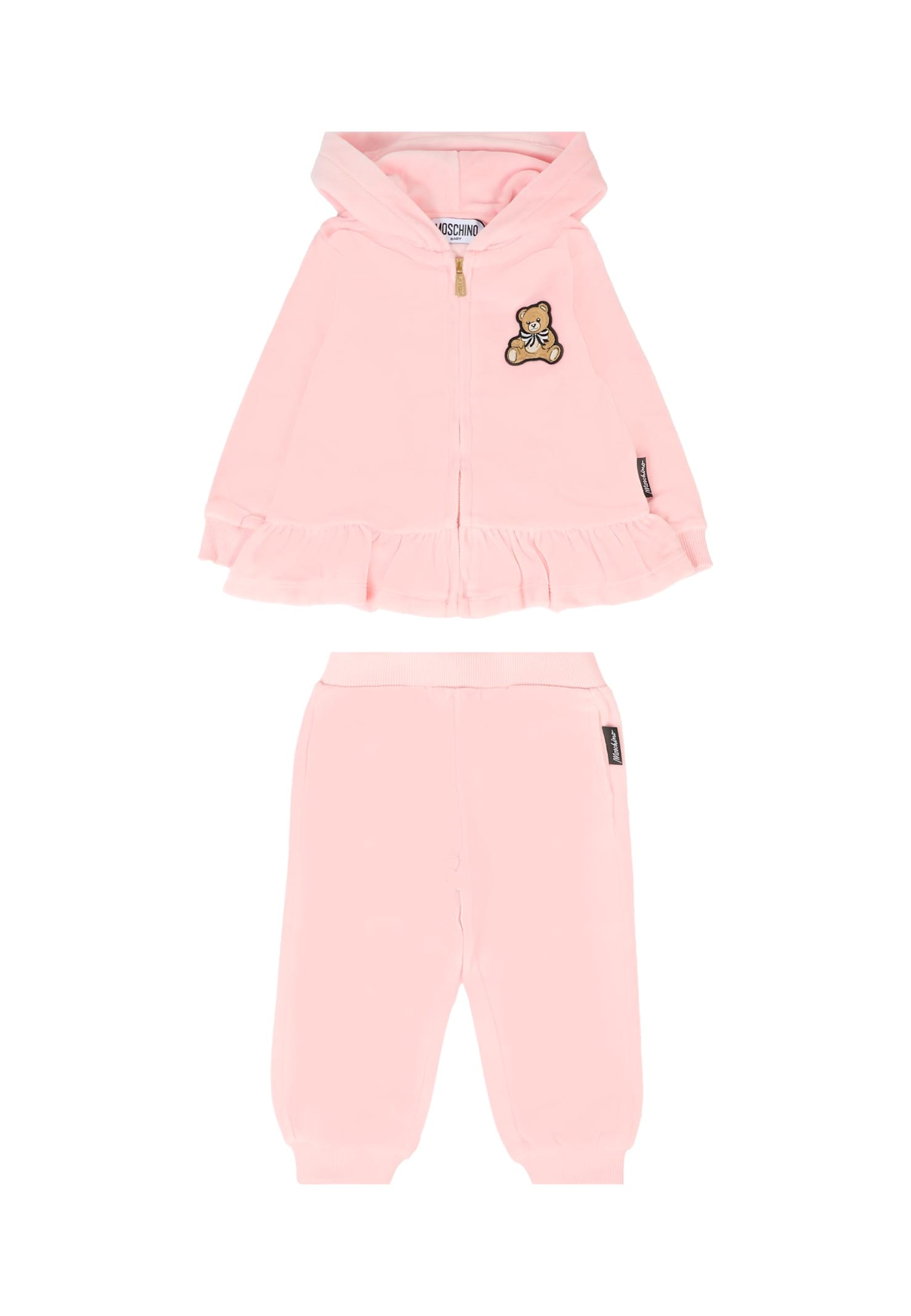 Moschino Pink Set For Baby Girl With Teddy Bear In Pink