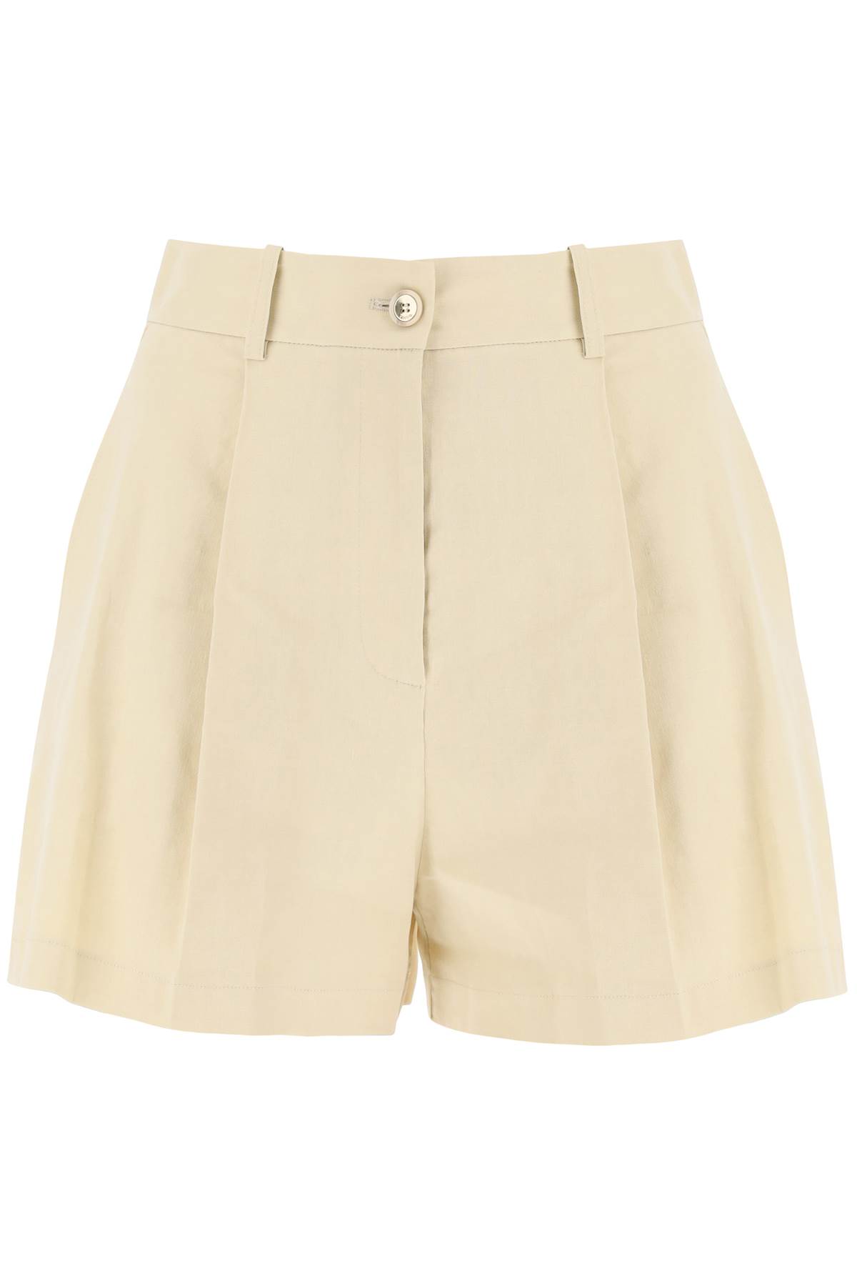 Pinko Linen-blend High-waisted Shorts