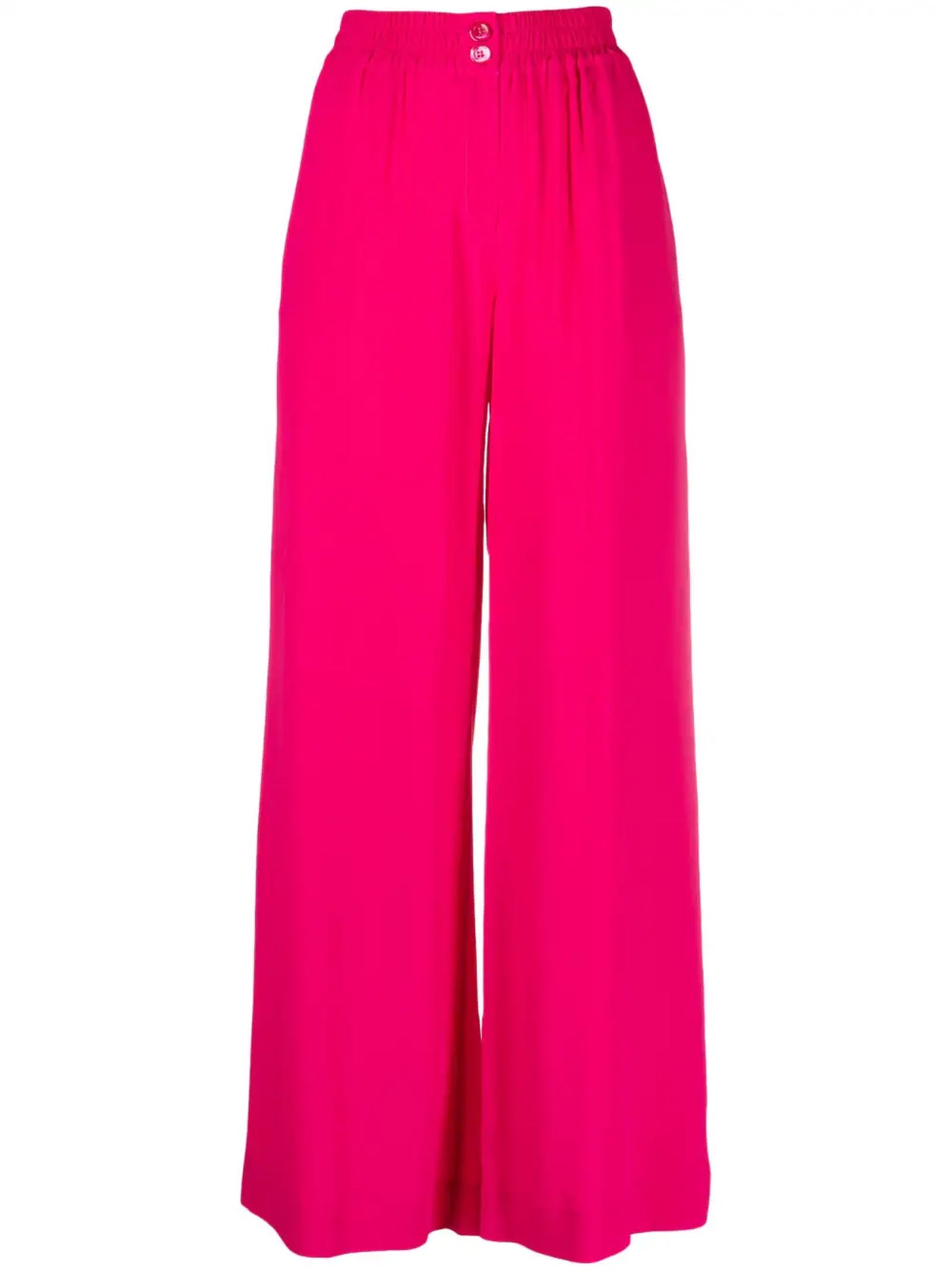 Shop Semicouture Raspberry Pink Silk Blend Trousers In Fuchsia