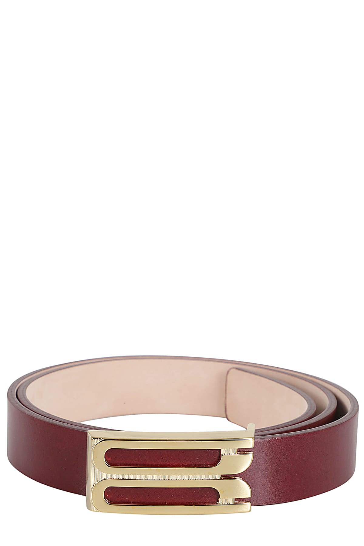 Victoria Beckham Regular Bbuckle Belt In Burgundy