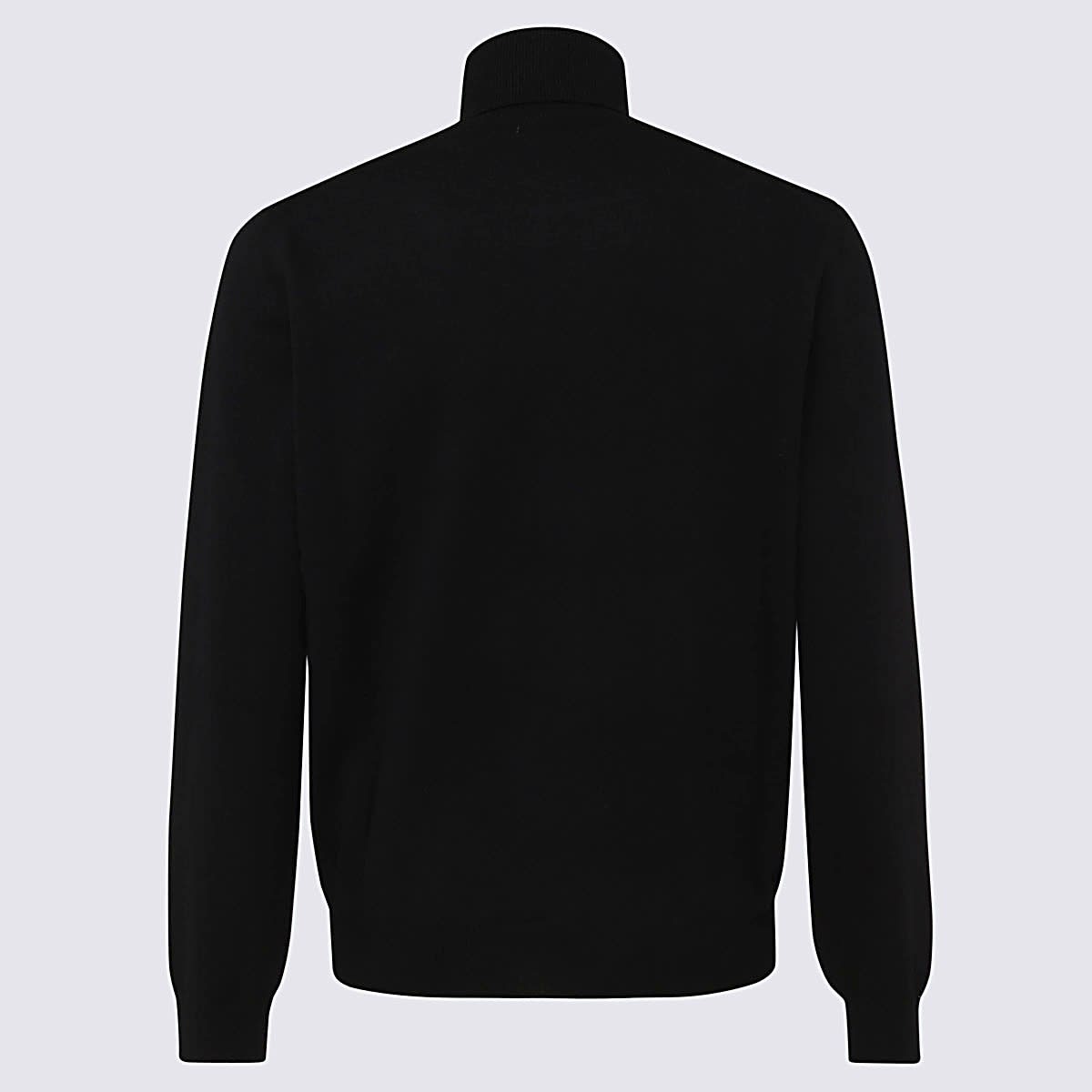 Malo Ribbed Turtleneck Sweater Long Sleeves In Black