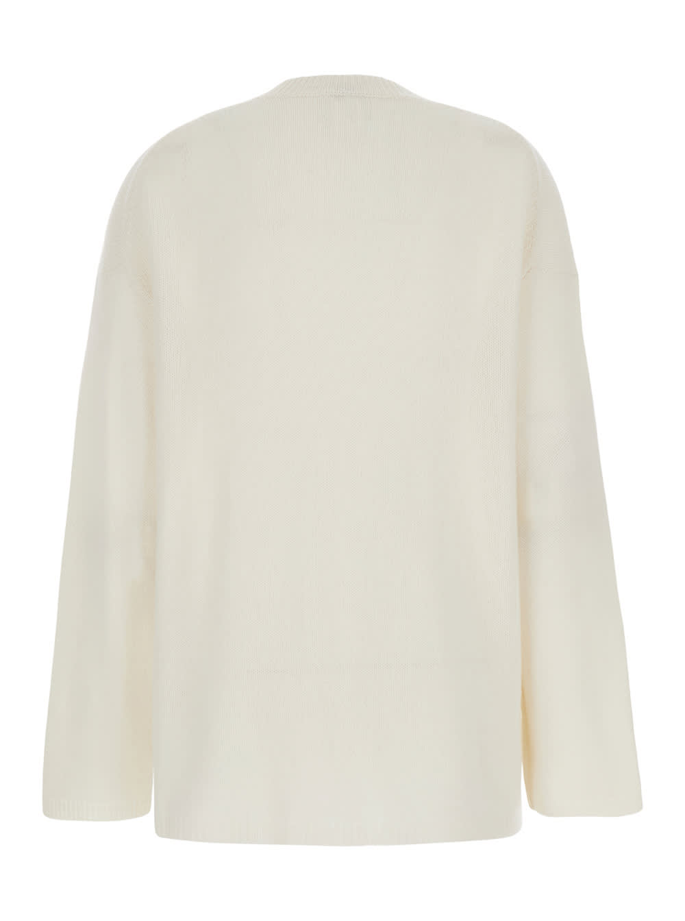 Shop Allude White Relaxed Crewneck Sweater In Cashmere Woman