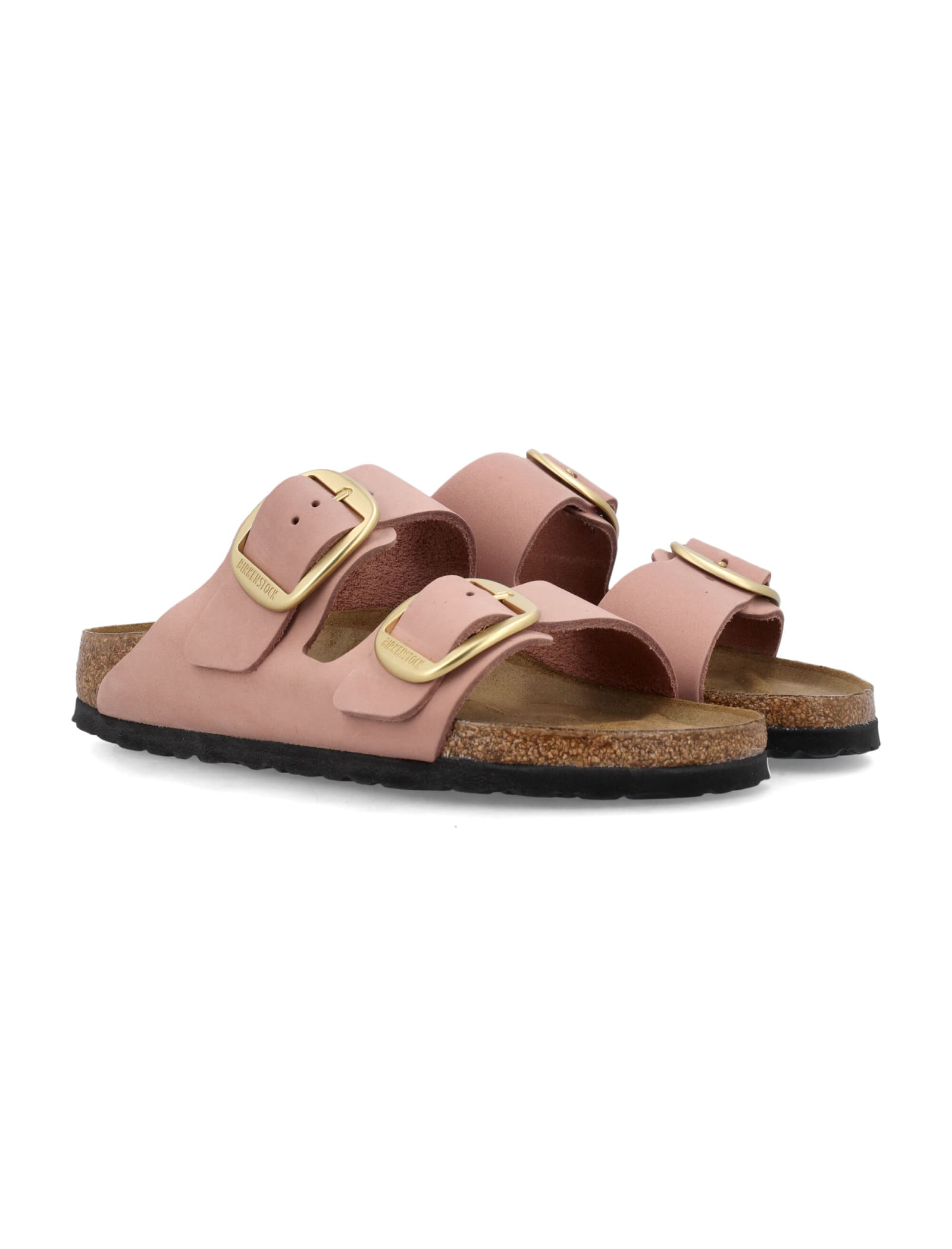 Birkenstock Arizona Leather Dual-buckle Slide Sandals In Old Rose