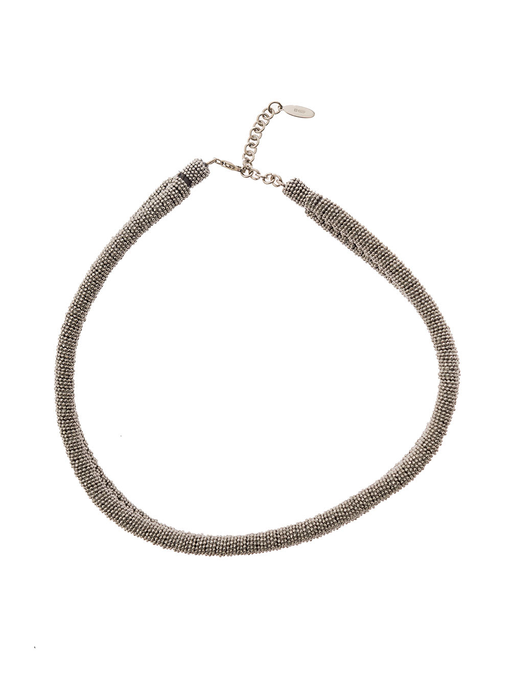 Grey Necklace With Monile Embellishment In Brass And Leather Woman