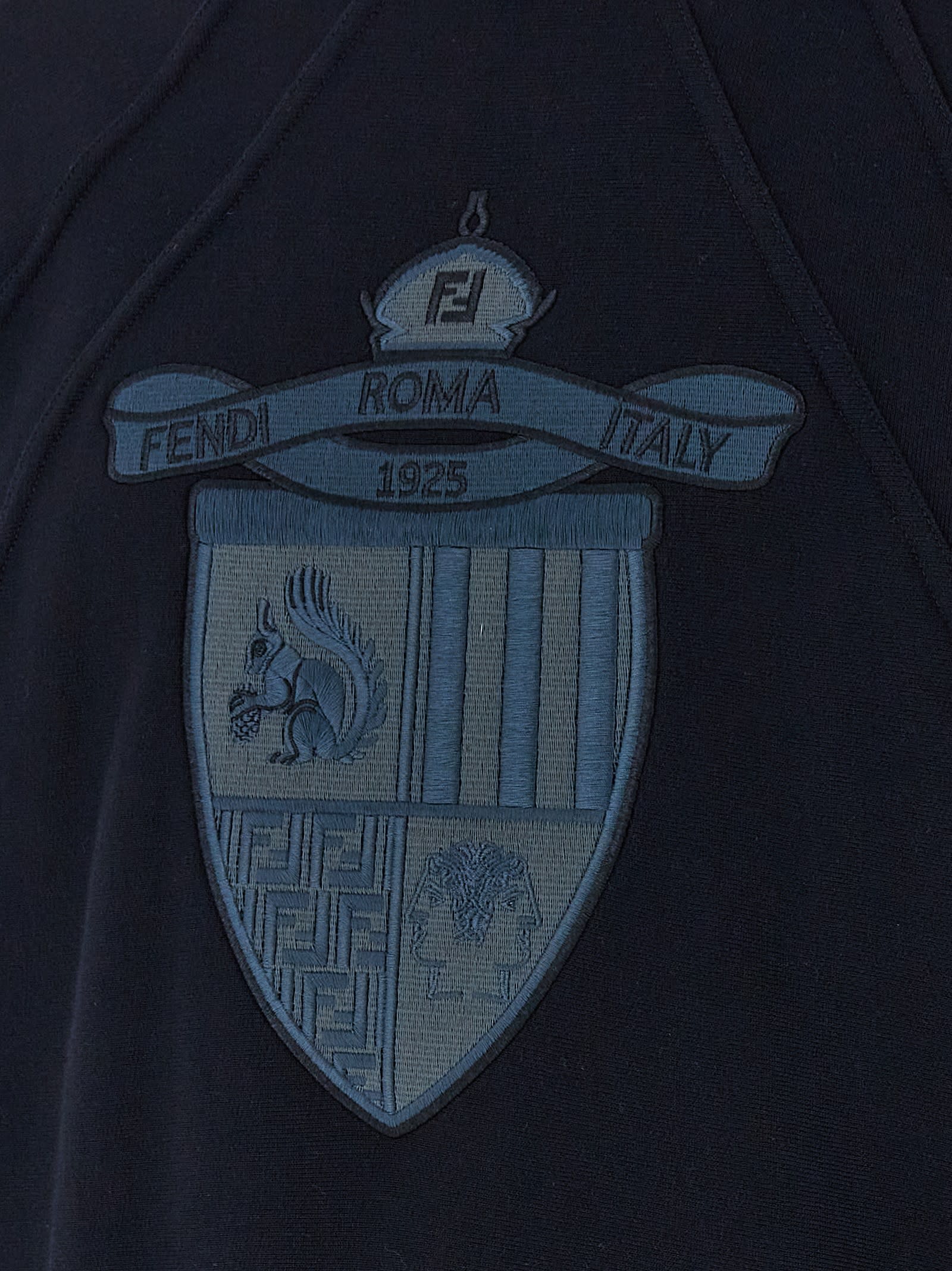 Fendi Crest Crew Neck Sweatshirt In Blue