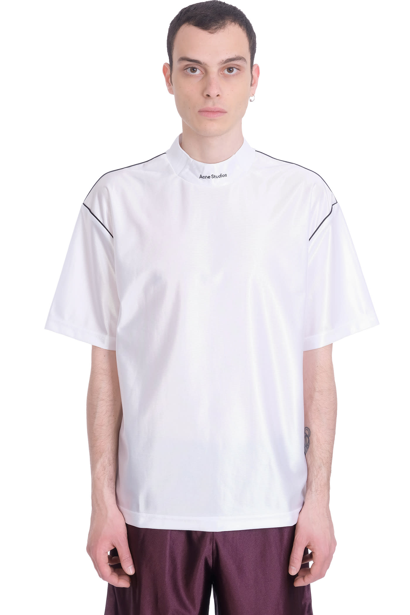 Acne Studios Exco Piping T-shirt In White Polyester