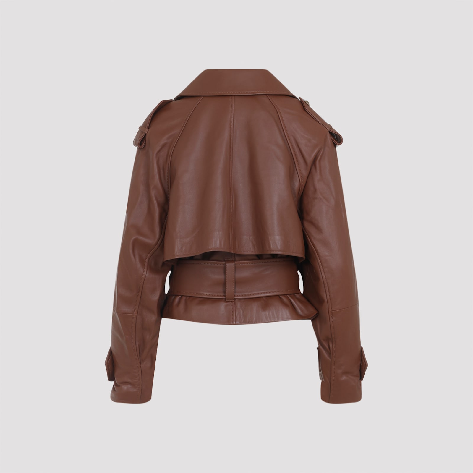 Zimmermann Hypnotic Leather Crop Trench Women In Brown
