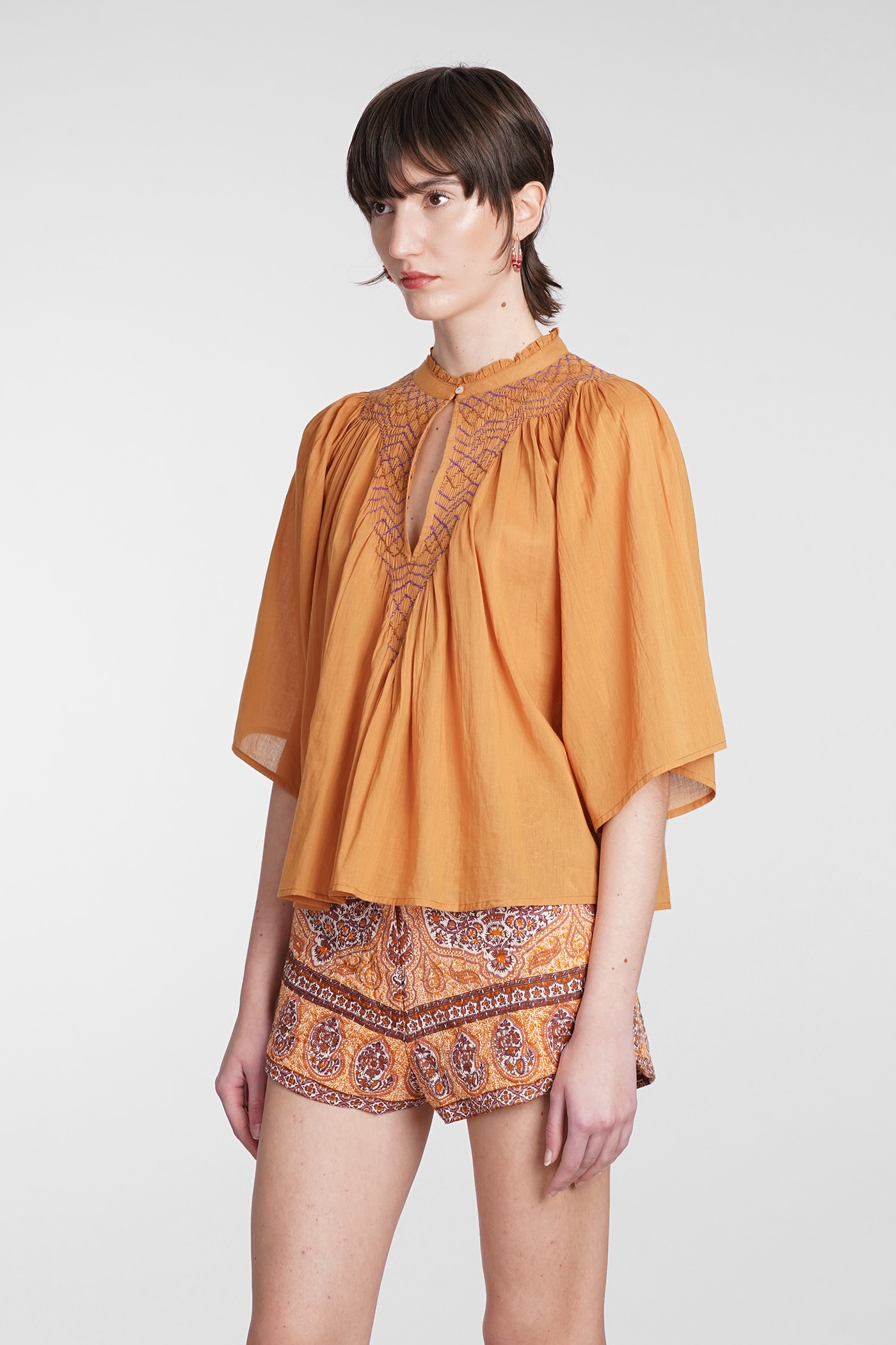 Shop Antik Batik Ayo Blouse In Orange Cotton