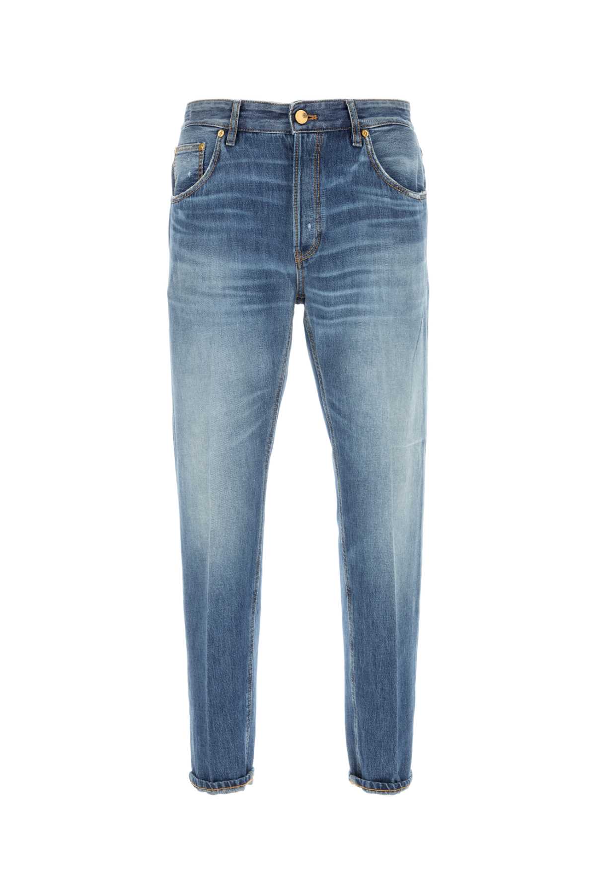 Pt Torino Denim Jeans With Belt Loops And Faded Effect In Mm90
