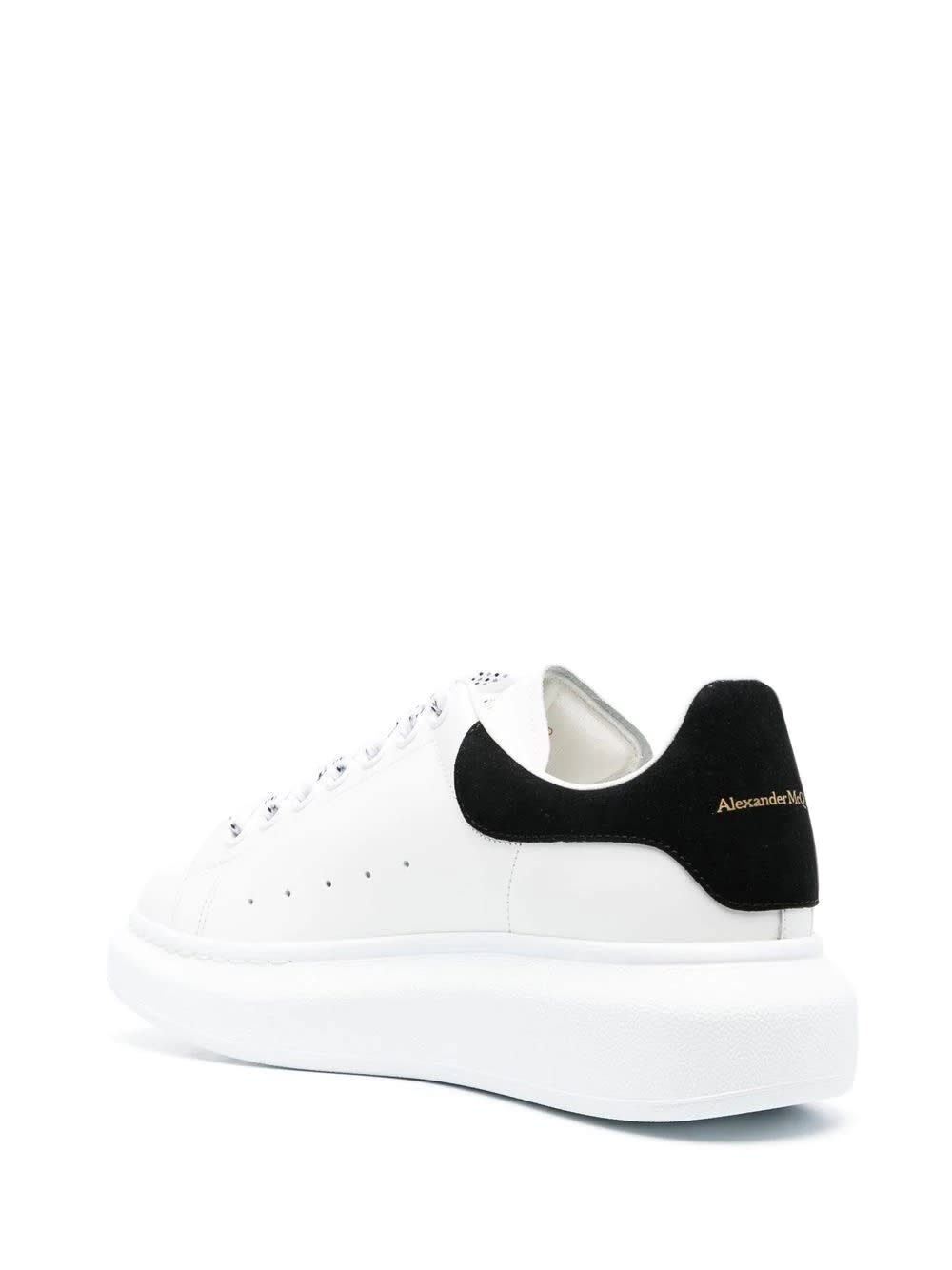 Shop Alexander Mcqueen White Oversized Sneakers With Black Suede Spoiler