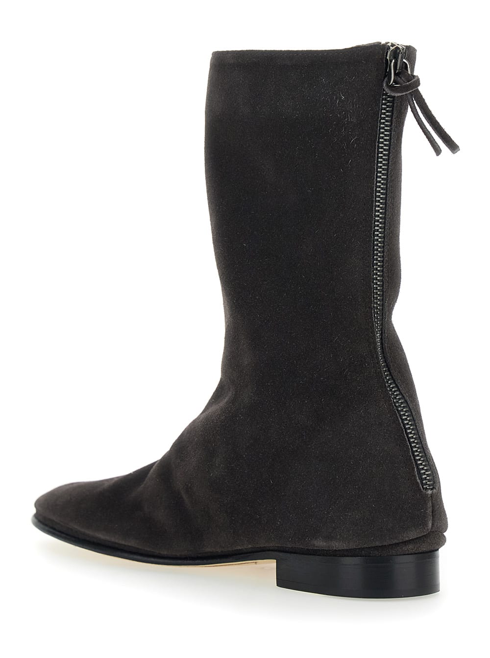 Alberta Ferretti Brown Ankle Boots With Zip On The Back In Suede Woman In Brown