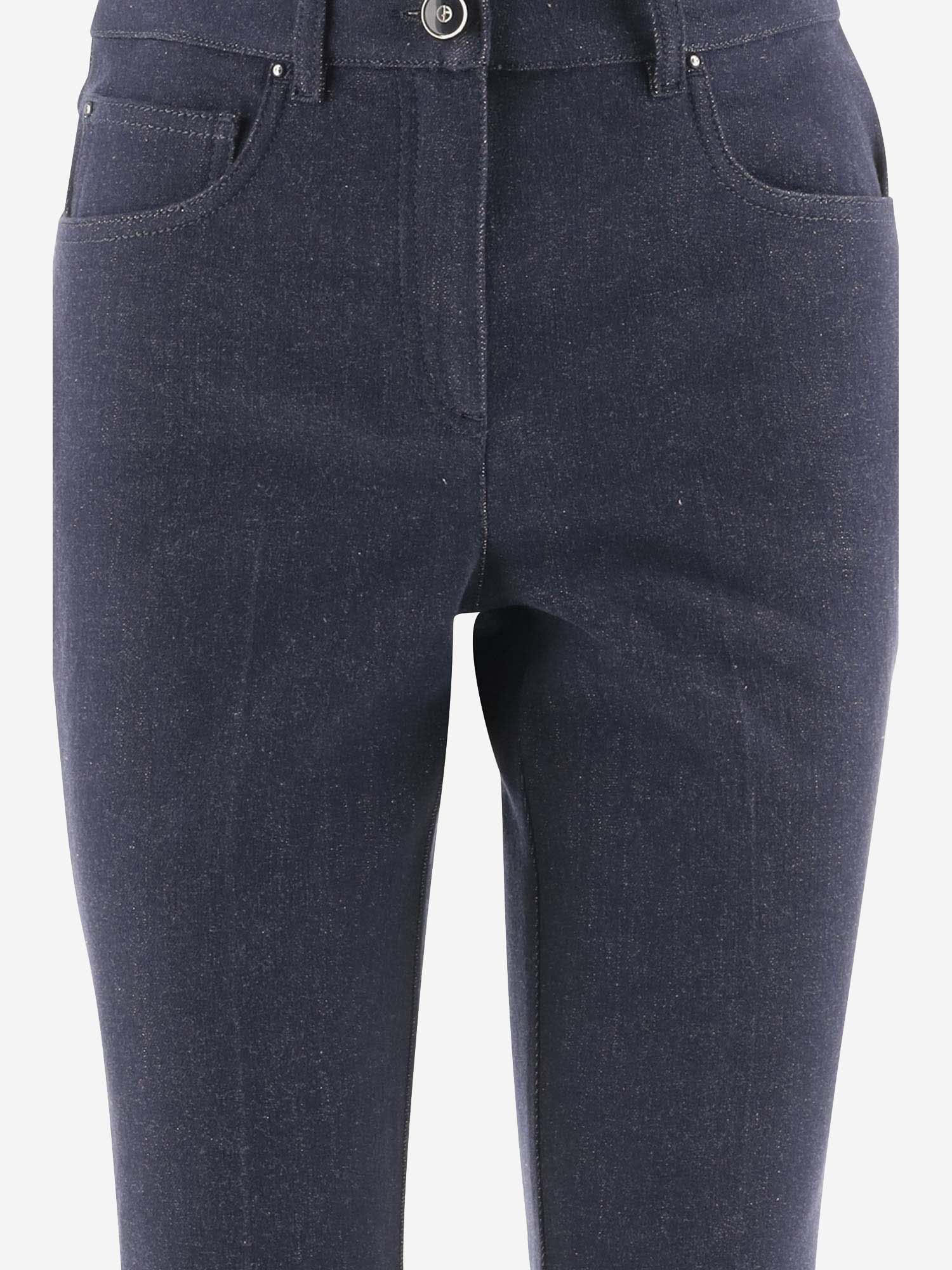 Shop Giorgio Armani Stretch Cotton Denim Flared Jeans With Logo