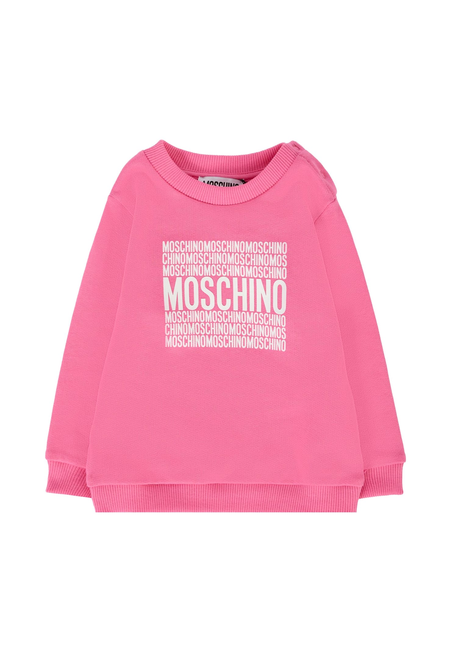 Moschino Fuchsia Sweatshirt For Baby Girl With Logo In Pink