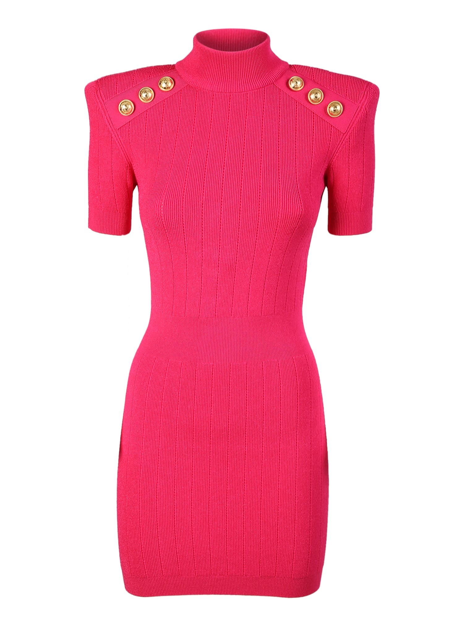 Balmain Mini Knit Dress With Button Detail
