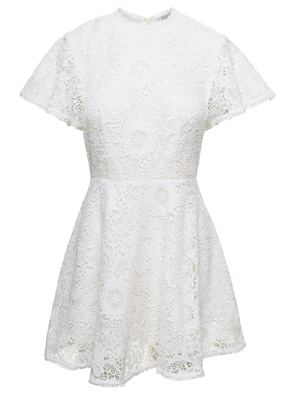SABINA MUSAYEV SUE MINI WHITE DRESS WITH CUT-OUT AT THE BACK IN LACE WOMAN