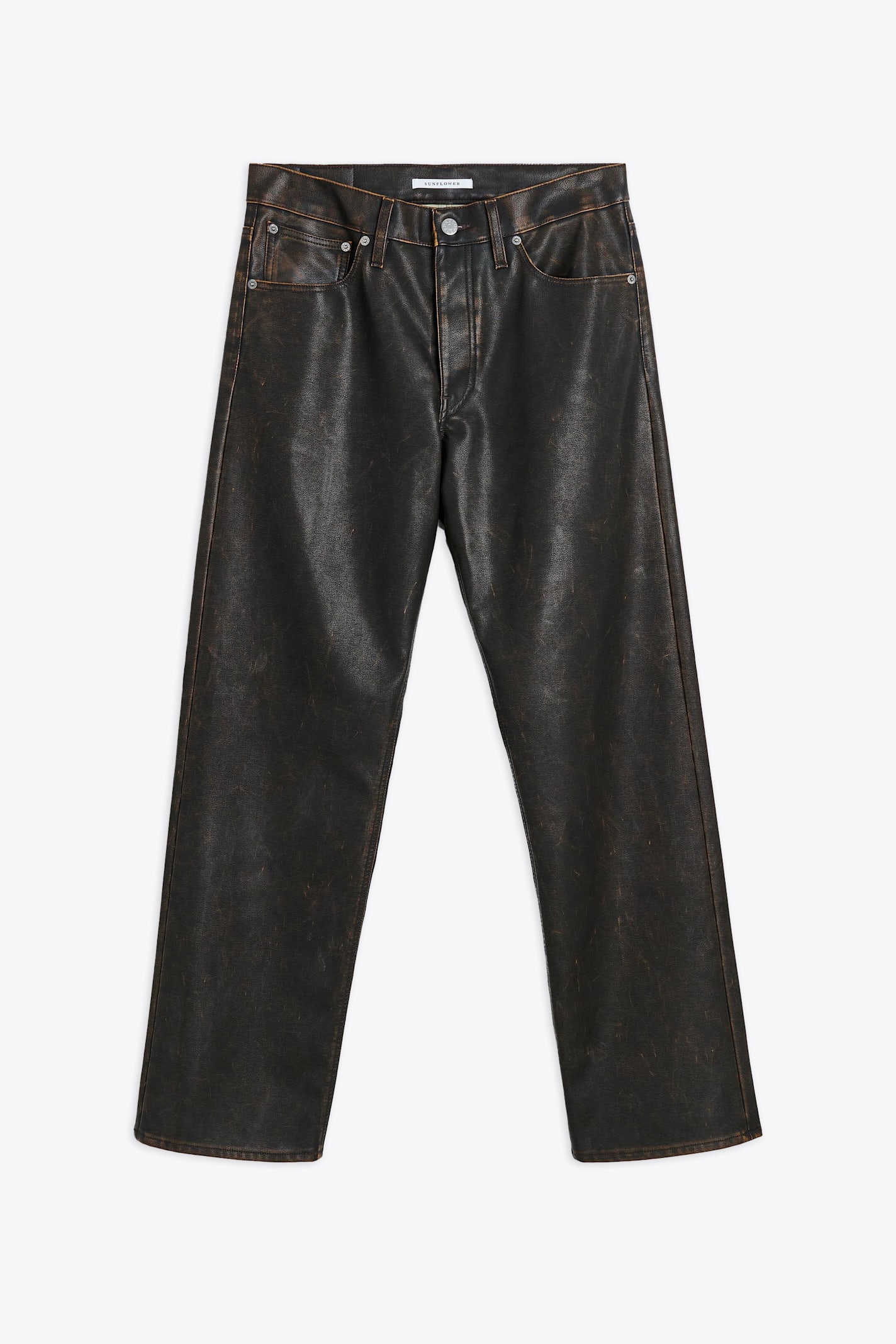 Loose Brown vintage finish faux leather pant - Loose