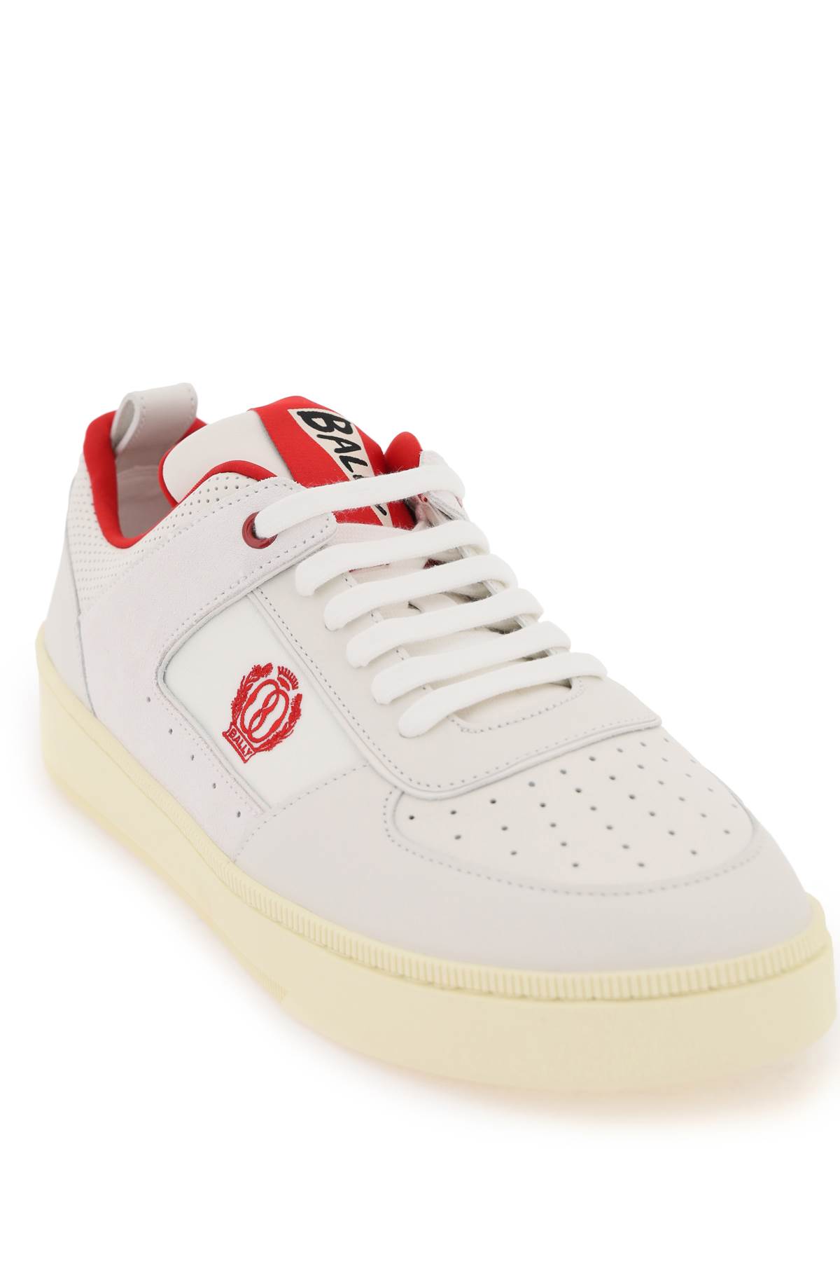 Shop Bally Leather Riweira Sneakers In White Lipstick (white)