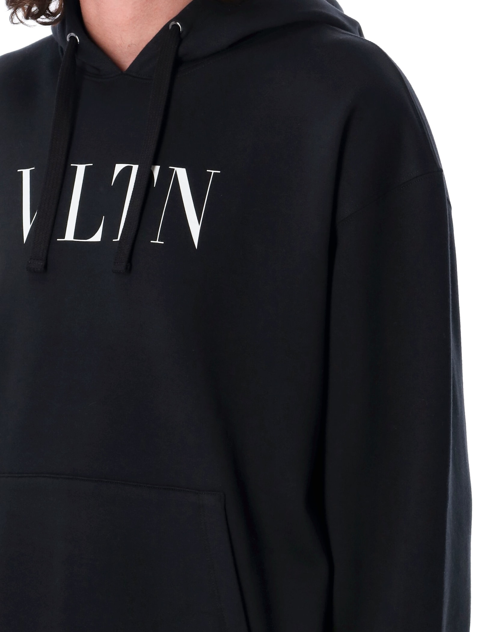 Shop Valentino Vltn Jersey Hoodie In Nero