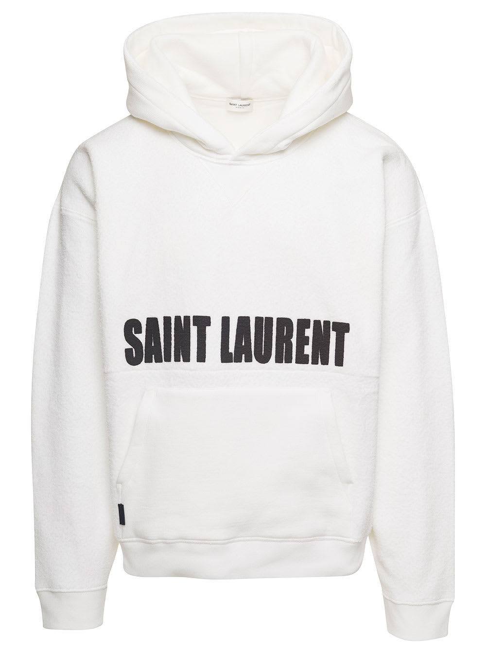 SAINT LAURENT WHITE AGAFAY FLEECE HOODIE IN COTTON MAN