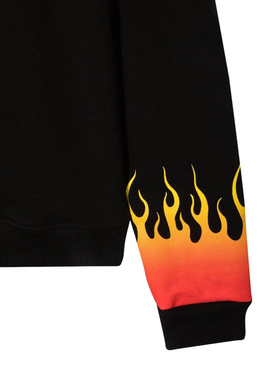 Vision Of Super Black Crewneck With Red Shaded Flames In Black