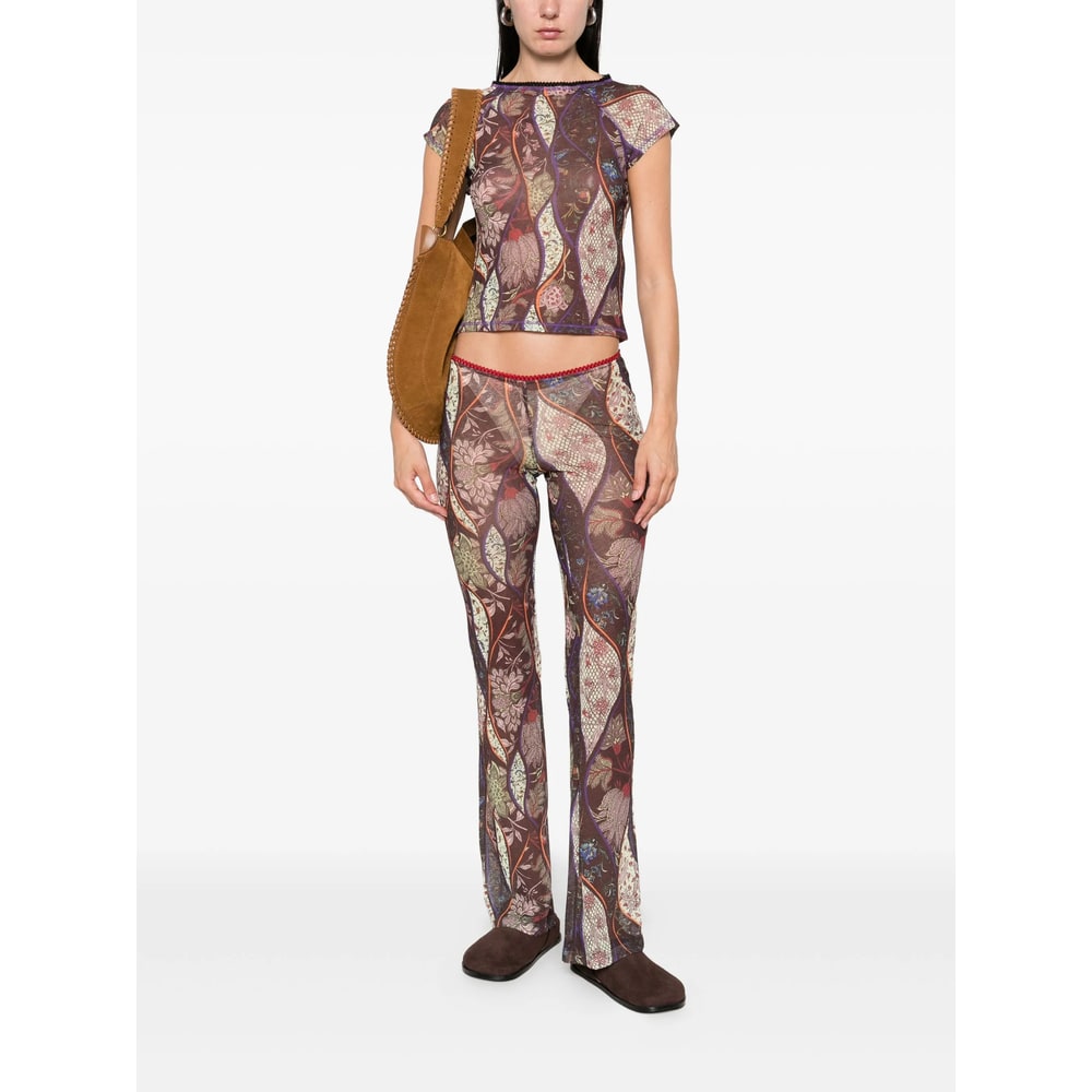 Siedres Floral-pattern Mesh Top In Purple