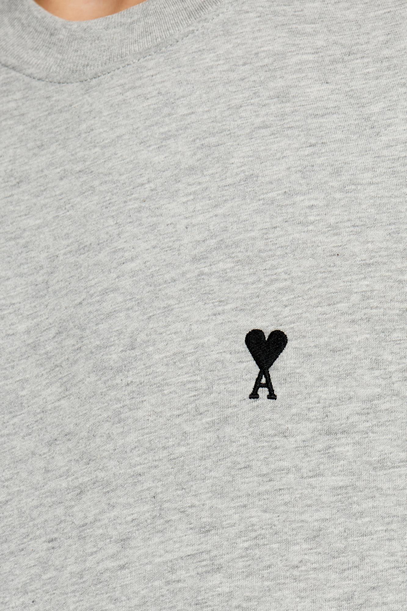 Ami Alexandre Mattiussi Ami De Coeur T-shirt In Organic Cotton Jersey In Gray