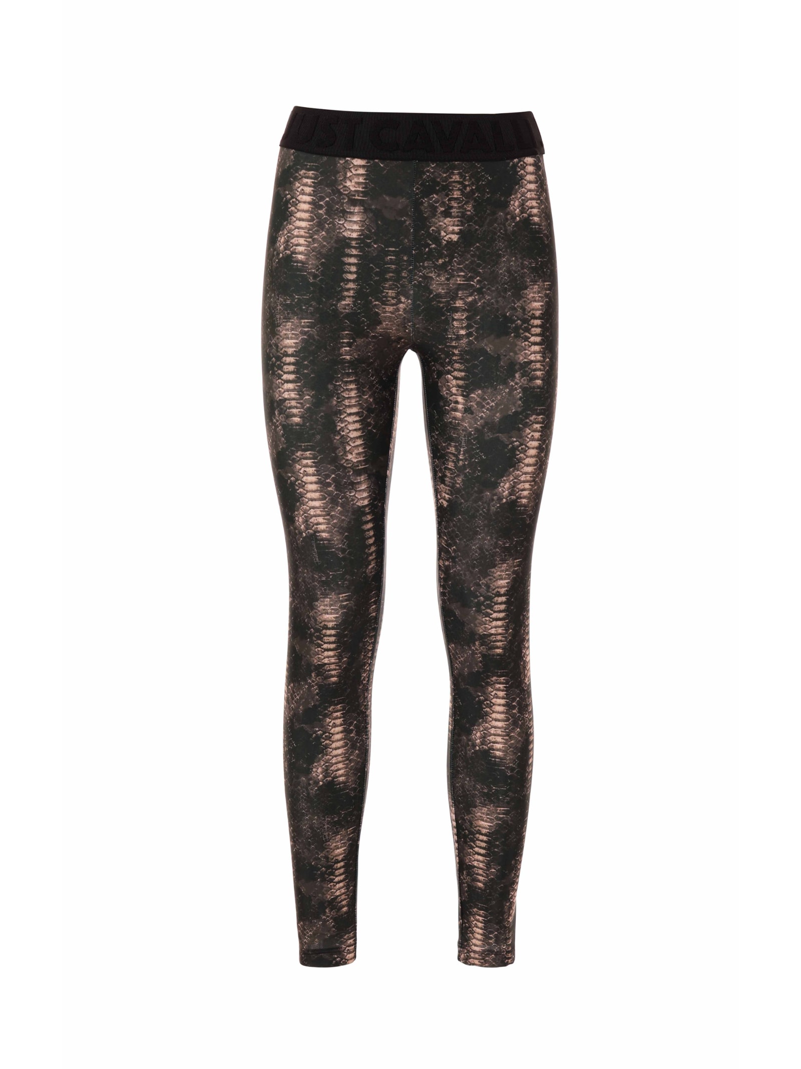 Just Cavalli Snakeskin-print Leggings In Black