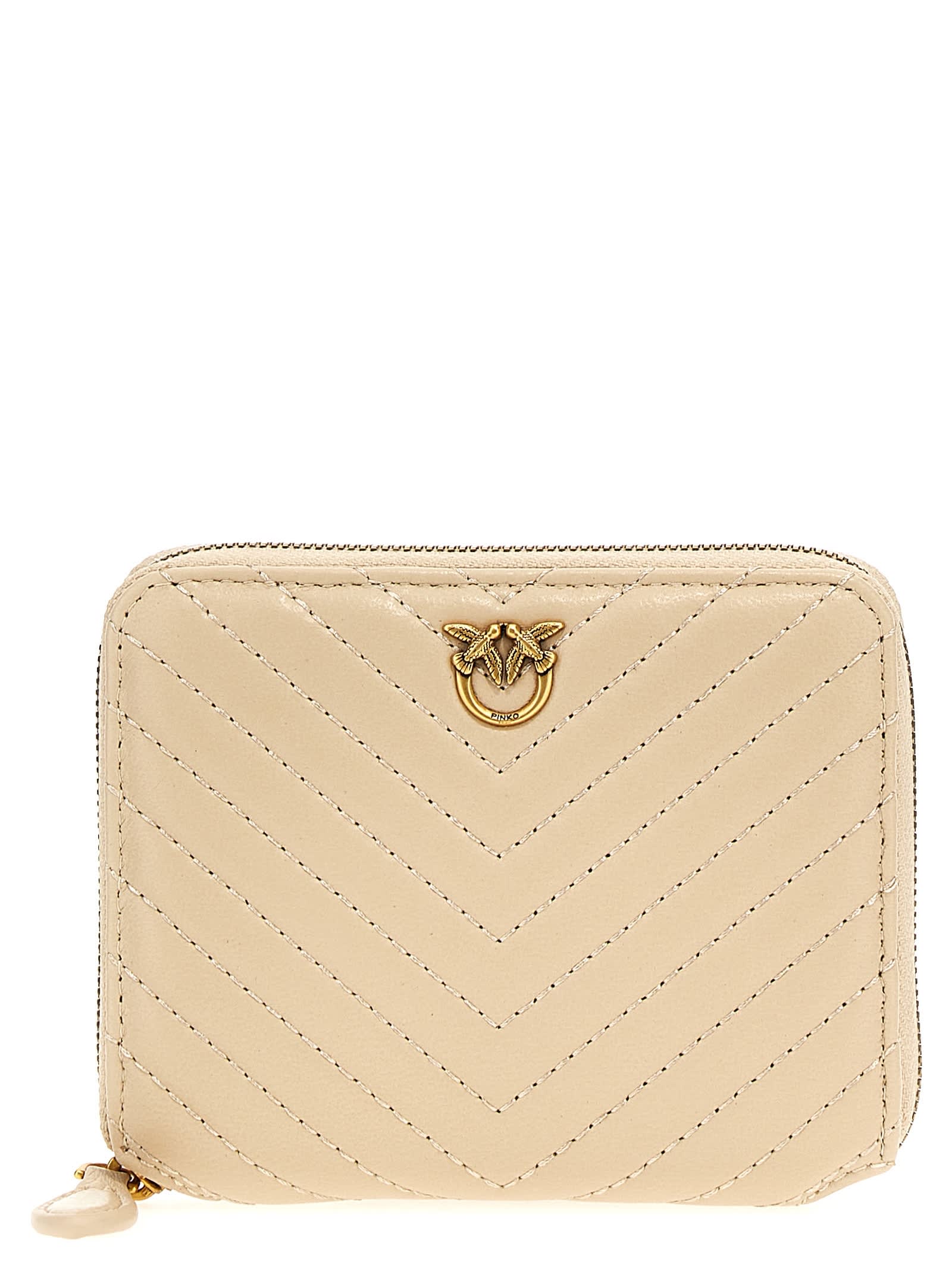 Pinko 'tyler' Chevron Pattern Wallet In Beige