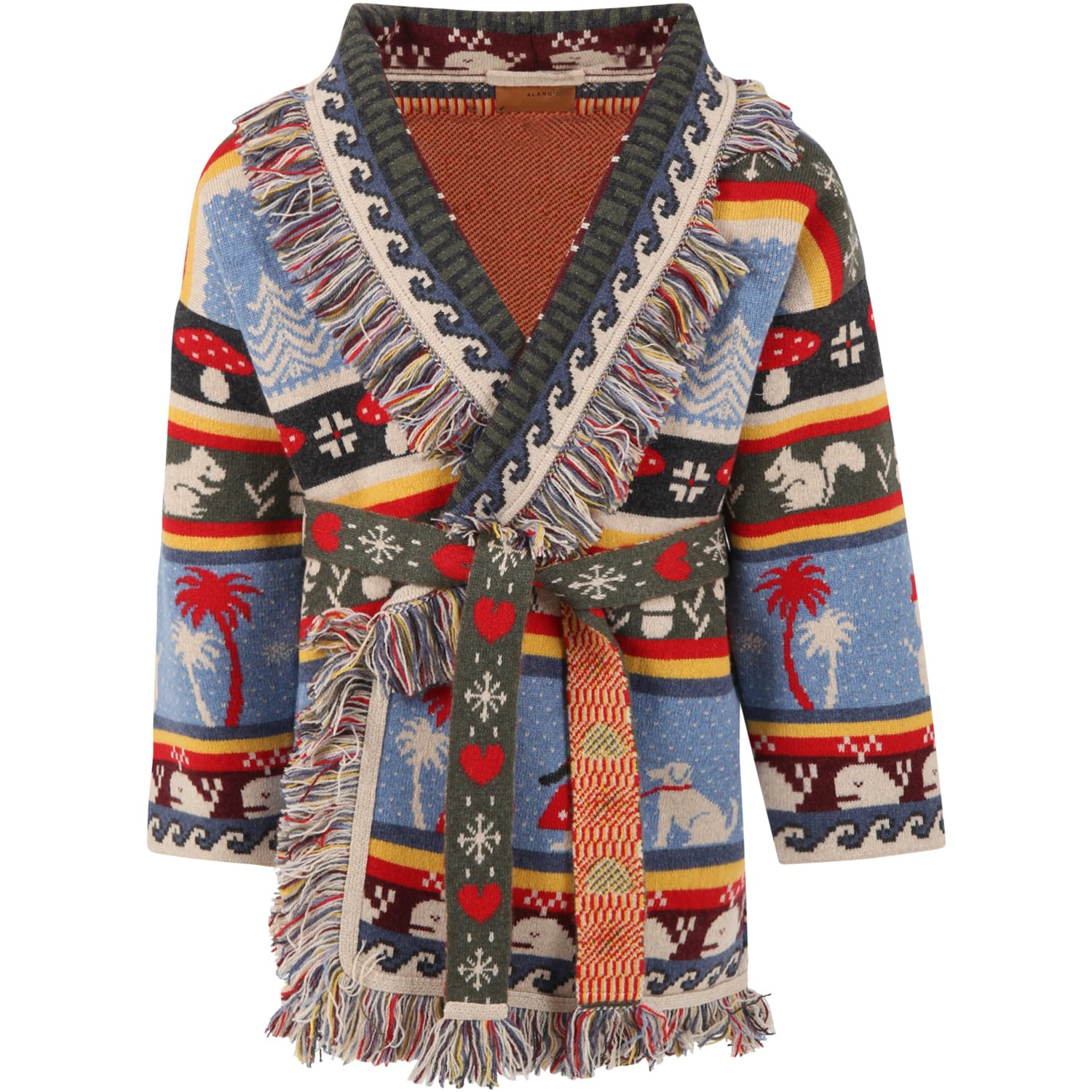 Alanui Multicolor Cardigan For Kids With Colorful Motifs