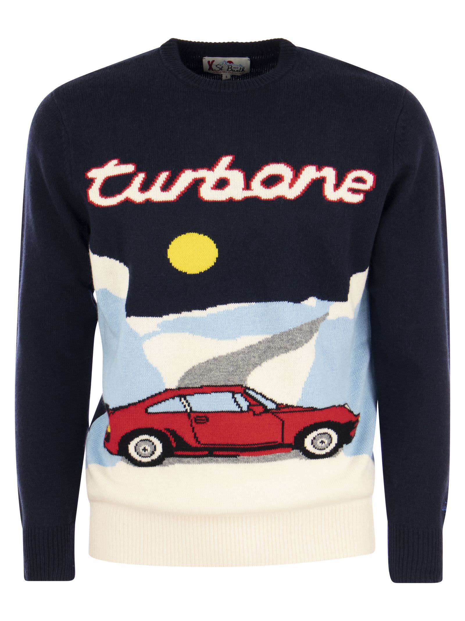 Mc2 Saint Barth Turbone 61 Intarsia-knit Jumper In Blue