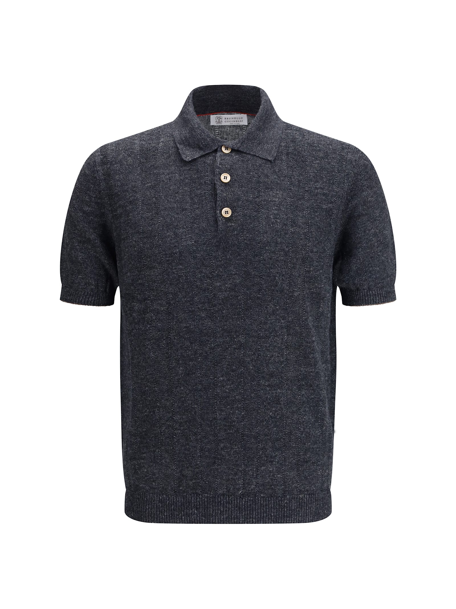 Brunello Cucinelli Cotton Polo Sweater In Transparent