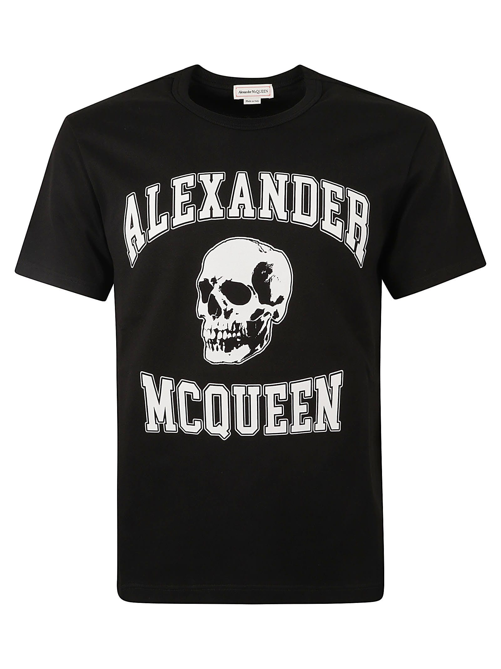 Shop Alexander Mcqueen Skull Logo T-shirt In Black/white