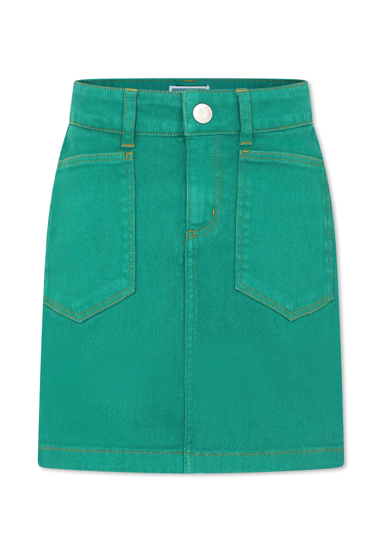 Kenzo Green Skirt For Girl With Logo In Green