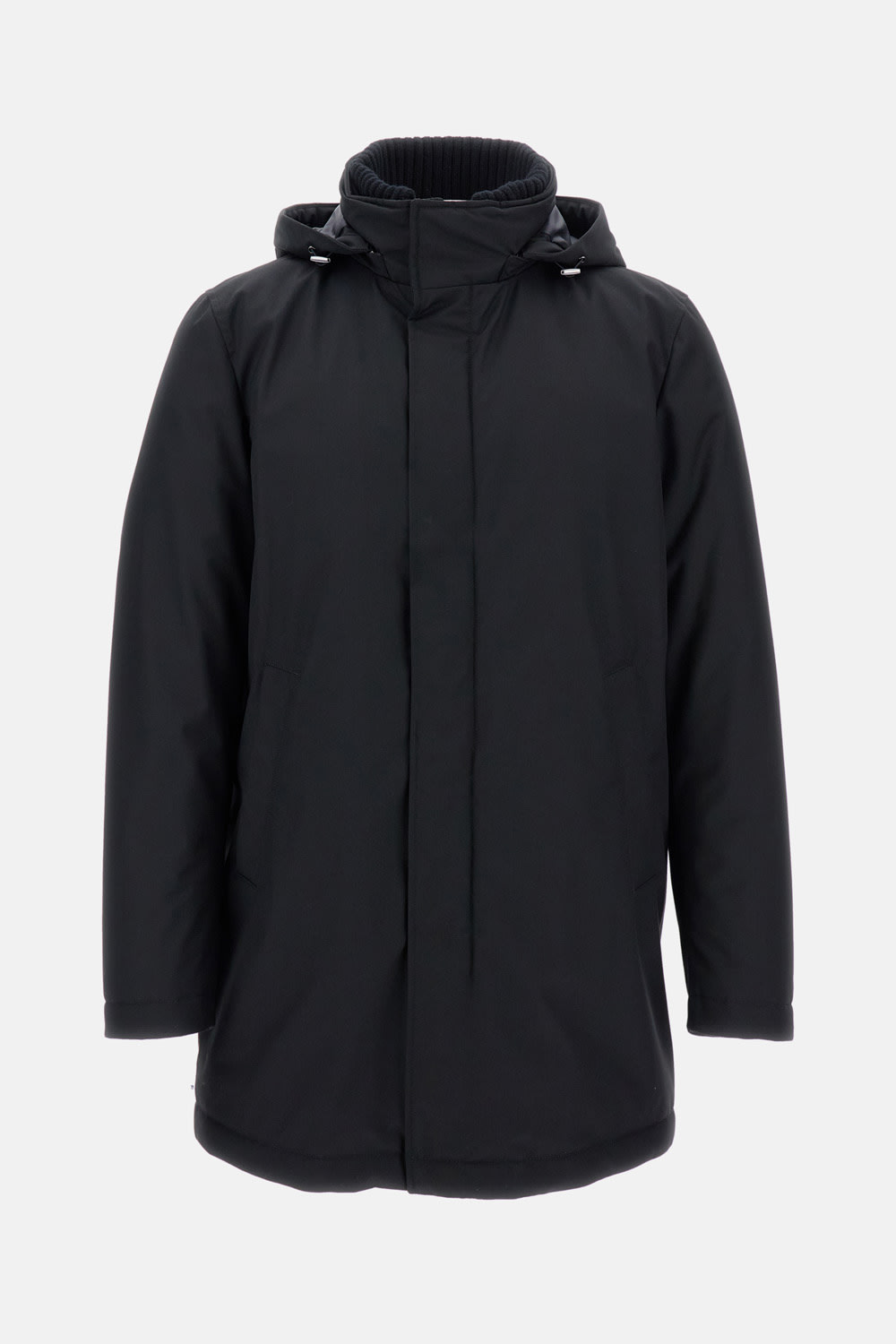 Herno Puffer Jacket With Knutted Collar In Black